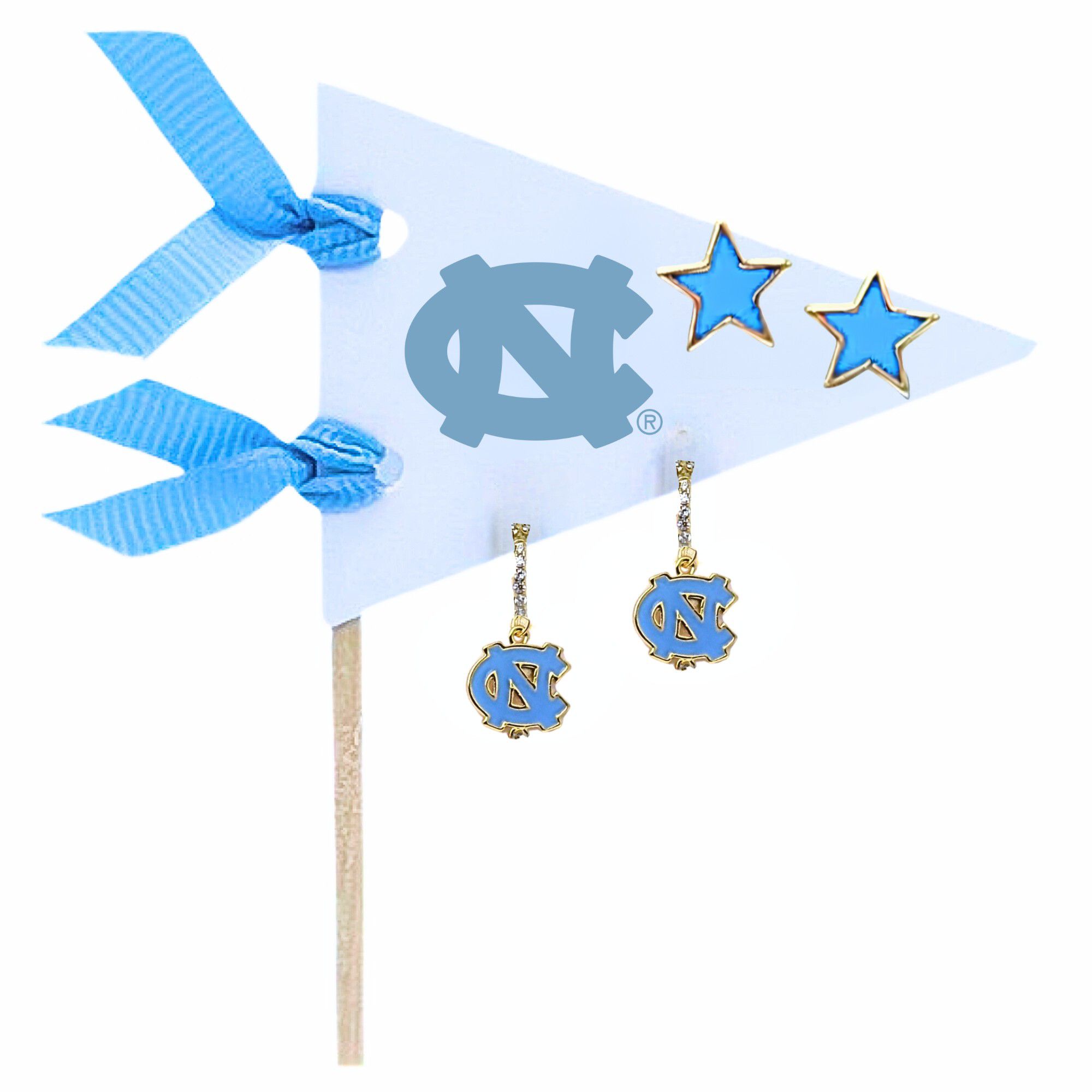 Color Shout Women's University Of North Carolina Pennant Pair Earring Set