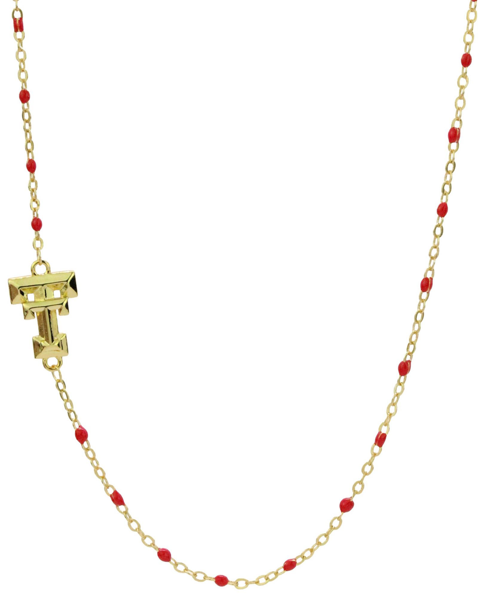 Color Shout Women's Texas Tech Red Raiders Side Set College Logo Necklace With Enamel Beads