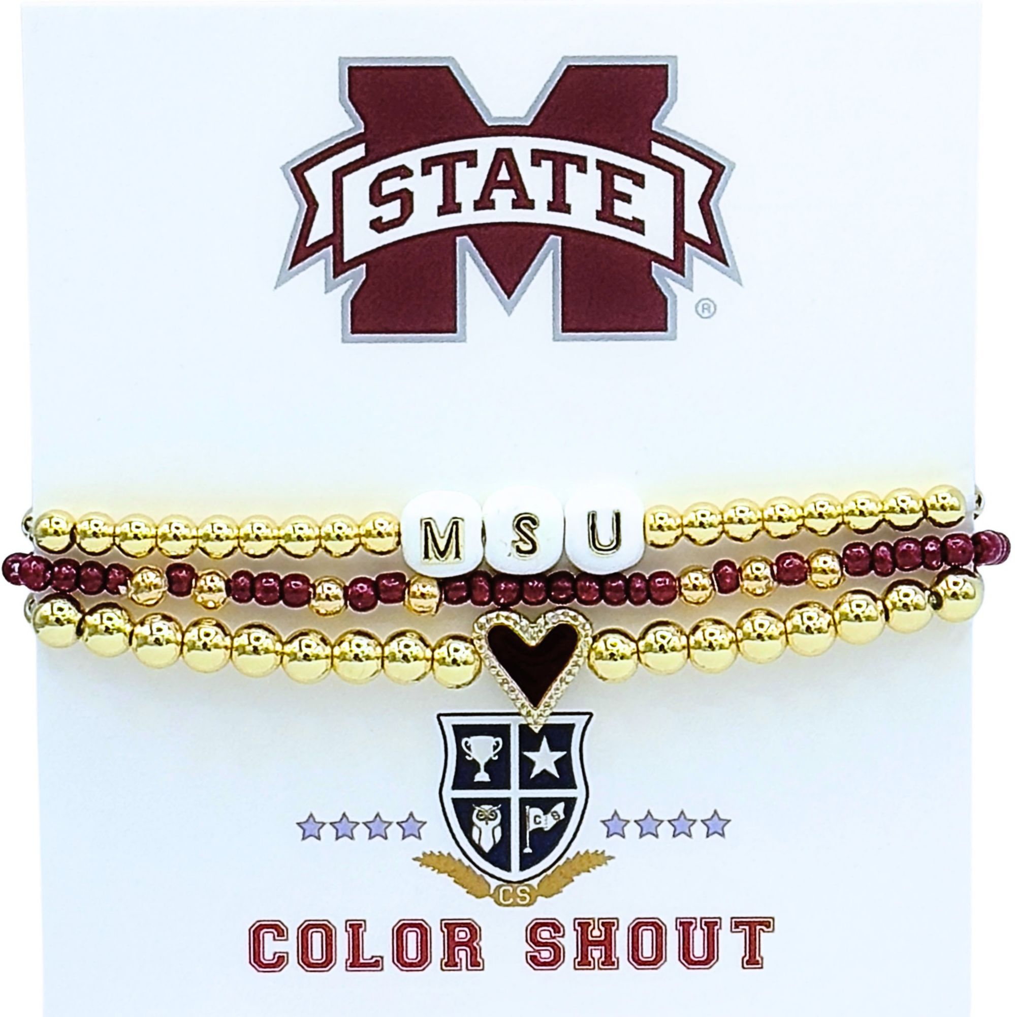 Color Shout Women's Mississippi State Love My College Bracelet Stack