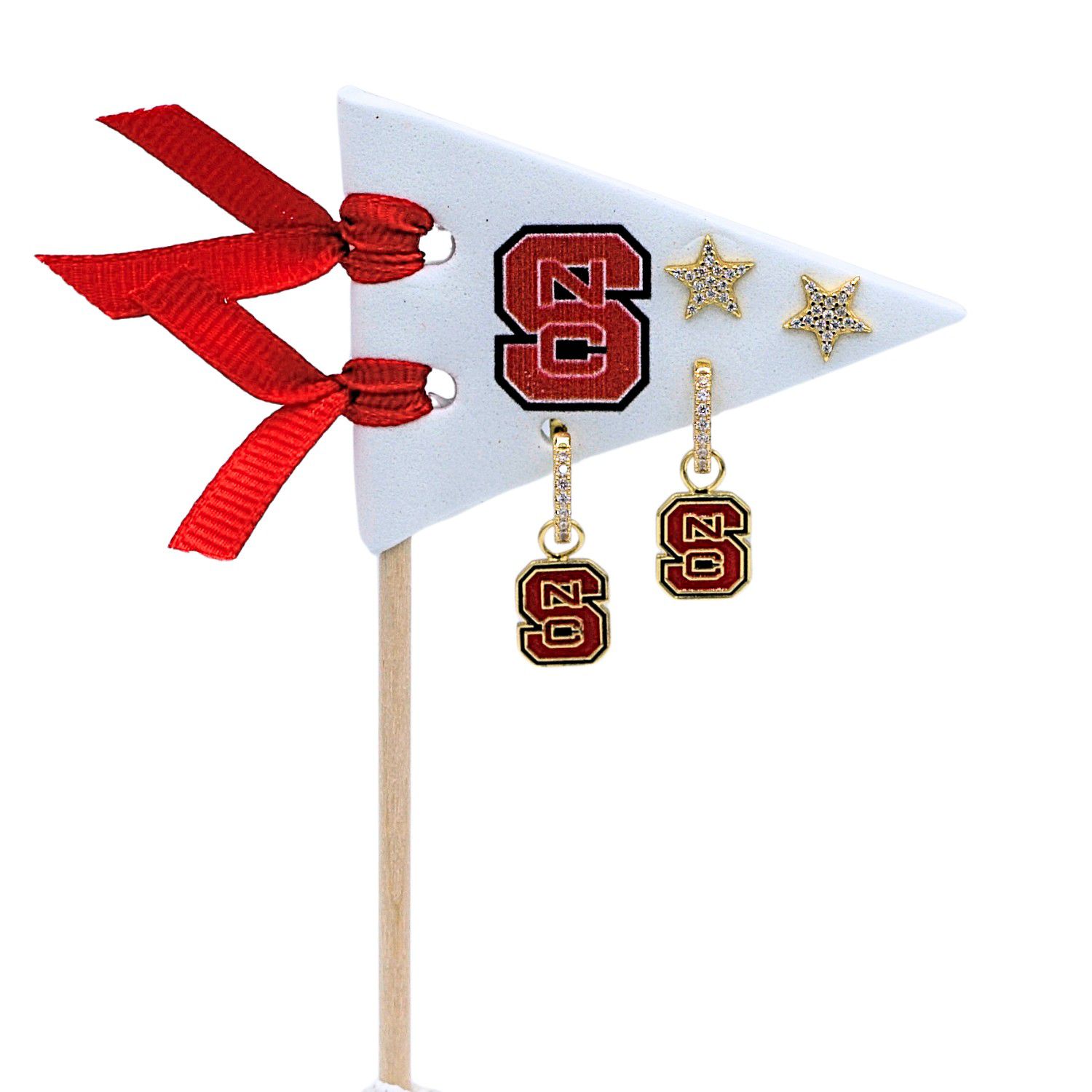 Color Shout Women's Nc State Pennant Pair Earring Set