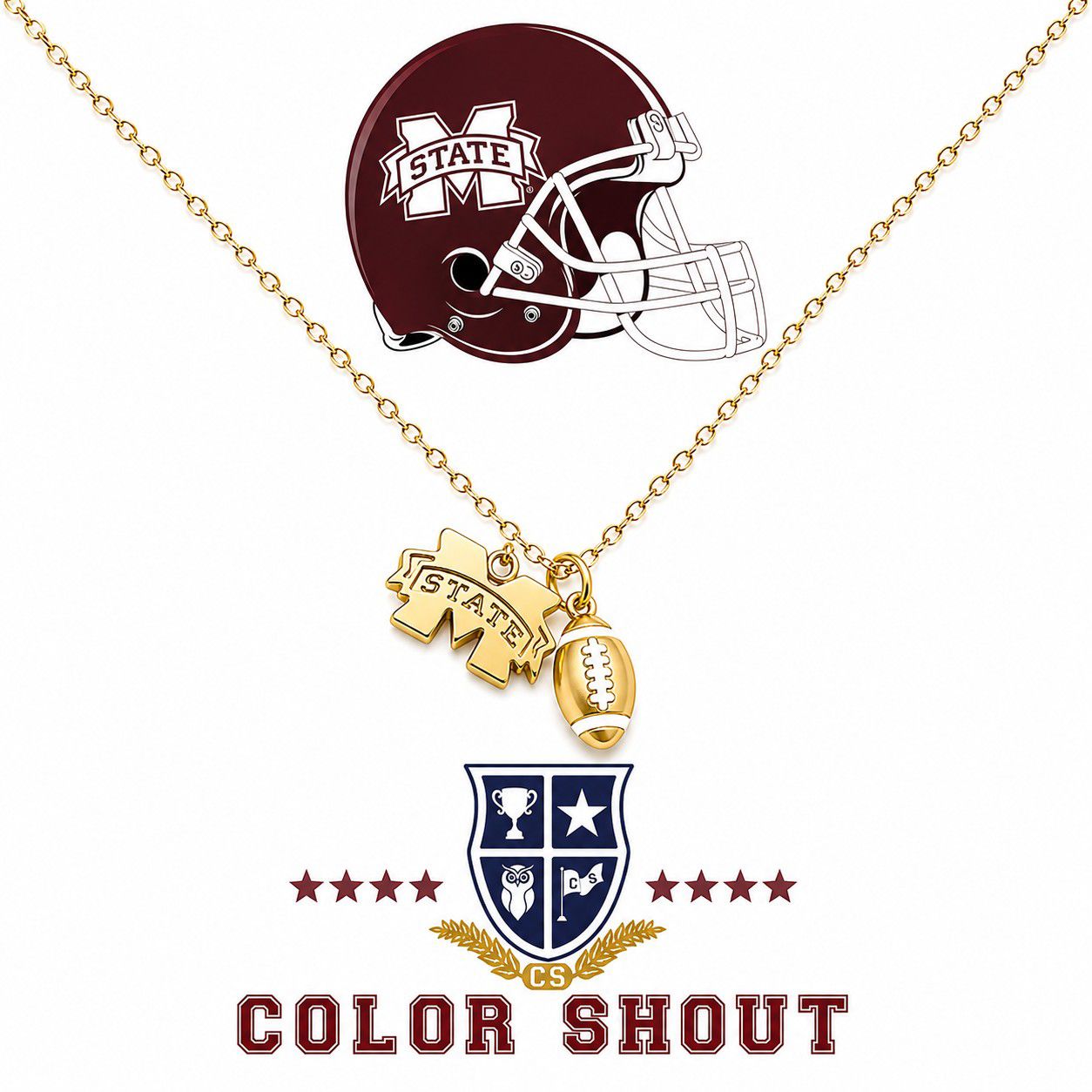 Color Shout Women's Mississippi State University Football Charm Necklace