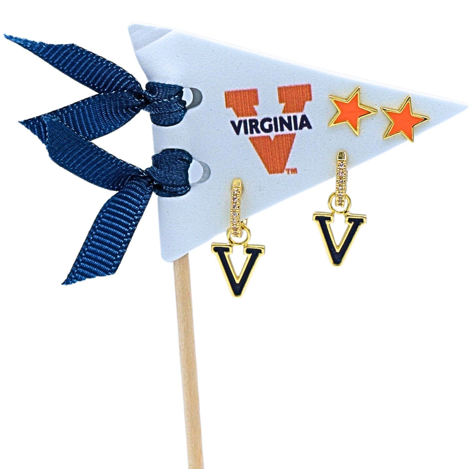 Color Shout Women's University Of Virginia Pennant Pair Earring Set