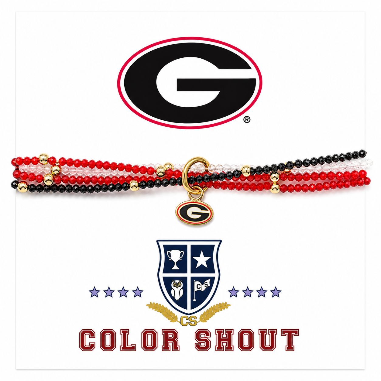 Color Shout Georgia Bulldogs Logo Bracelet Set