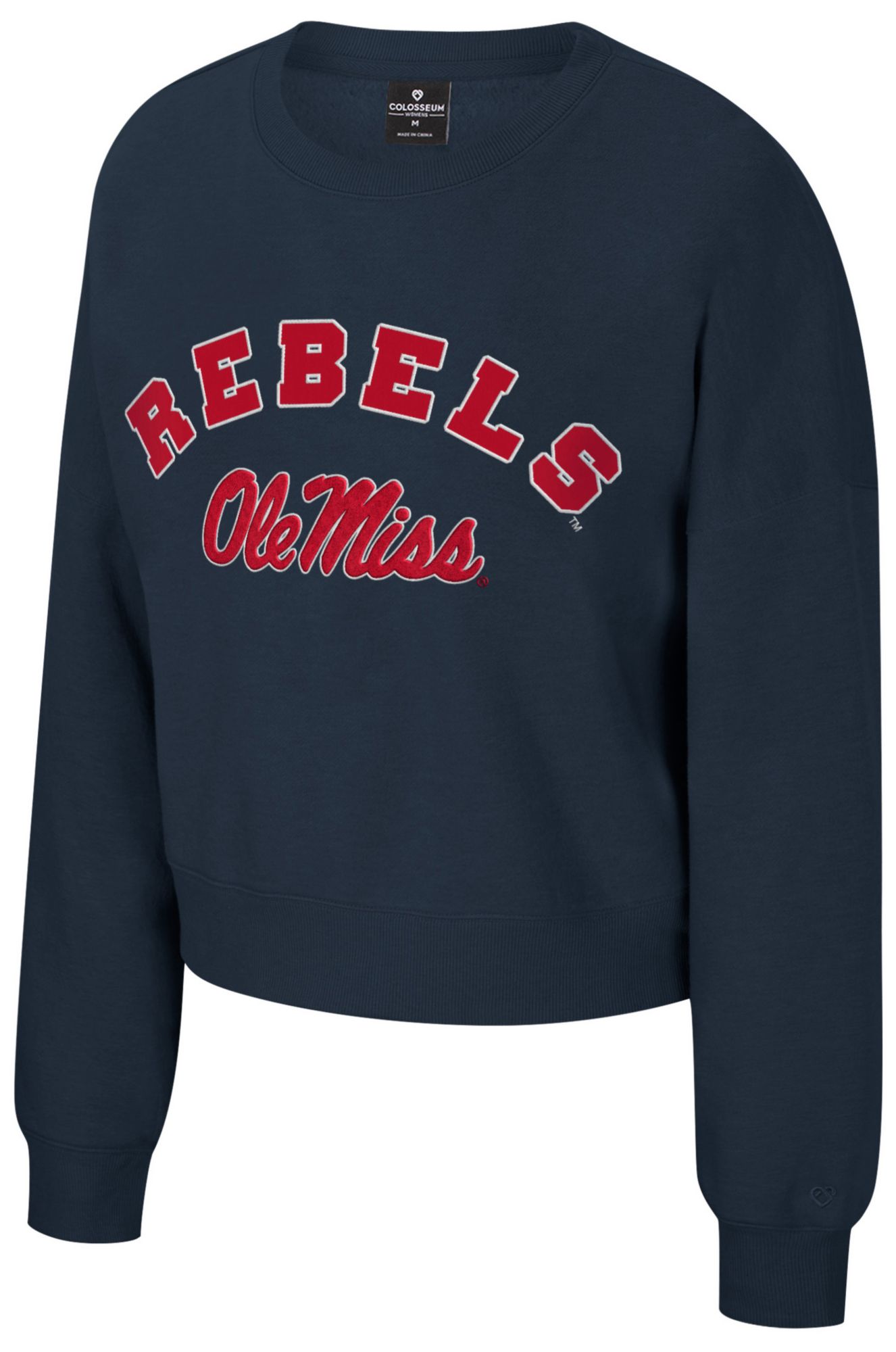 Colosseum Women's Ole Miss Rebels Navy Crewneck Sweatshirt