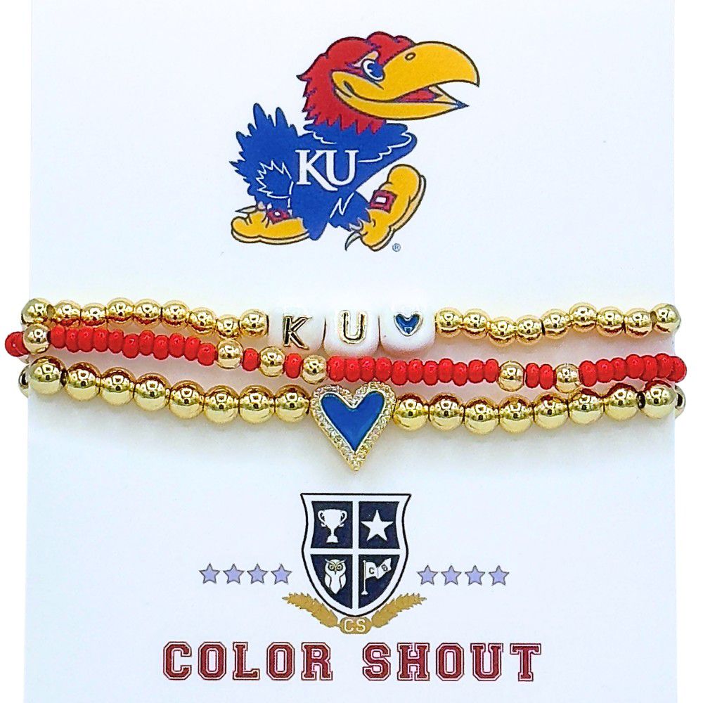 Color Shout Women's Kansas Love My College Bracelet Stack
