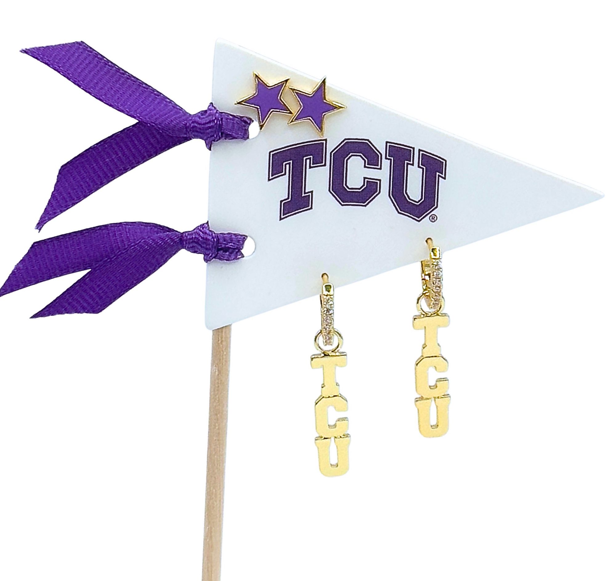 Color Shout Women's Texas Christian University Pennant Pair Earring Set