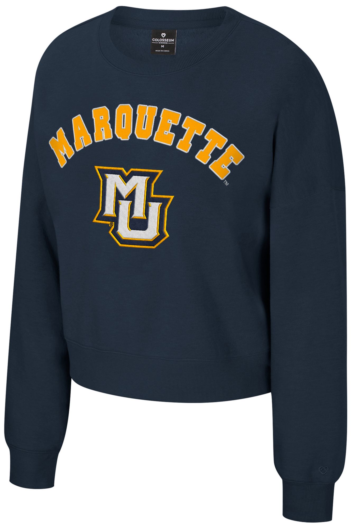 Colosseum Women's Marquette Golden Eagles Navy Crewneck Sweatshirt