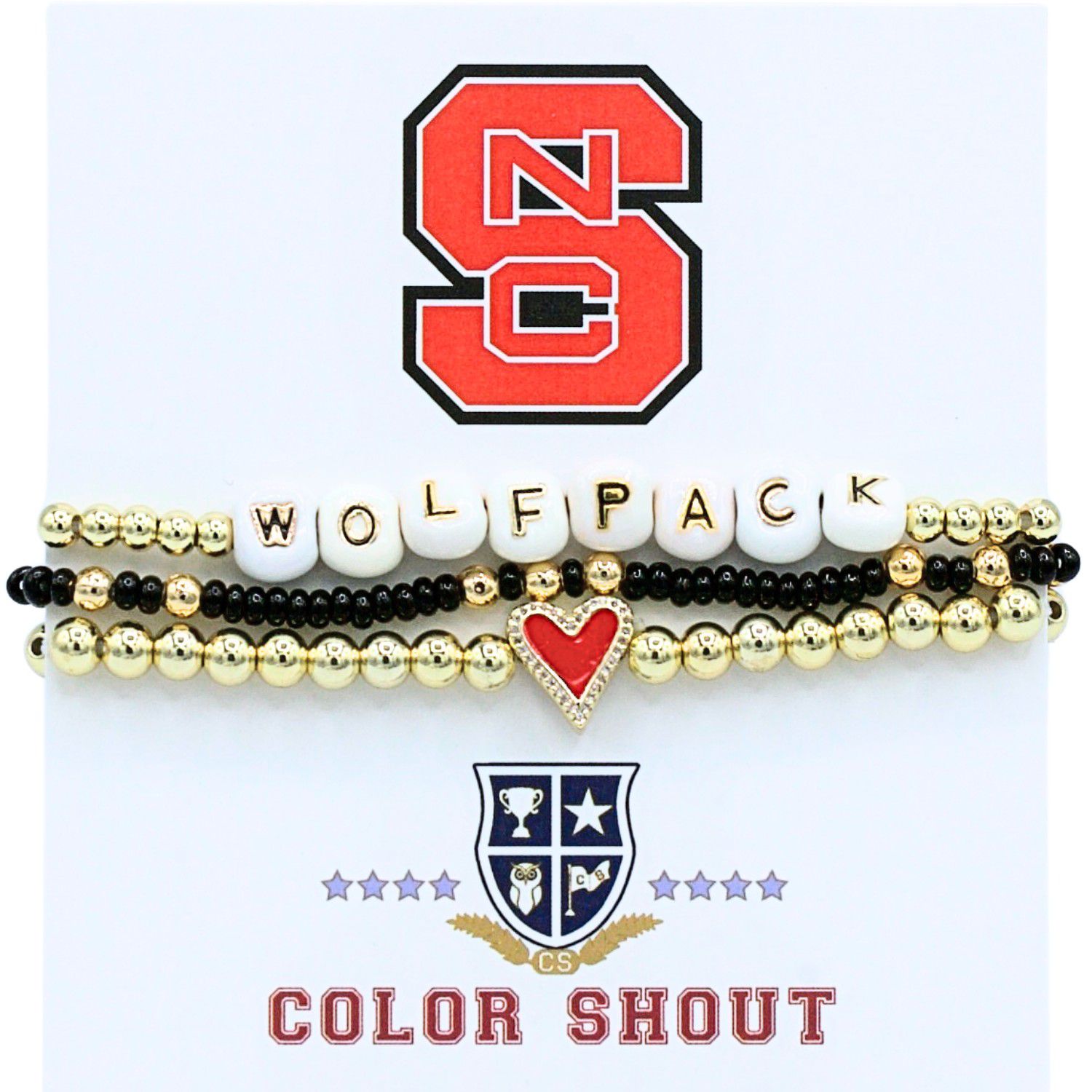 Color Shout Women's Nc State Love My College Bracelet Stack