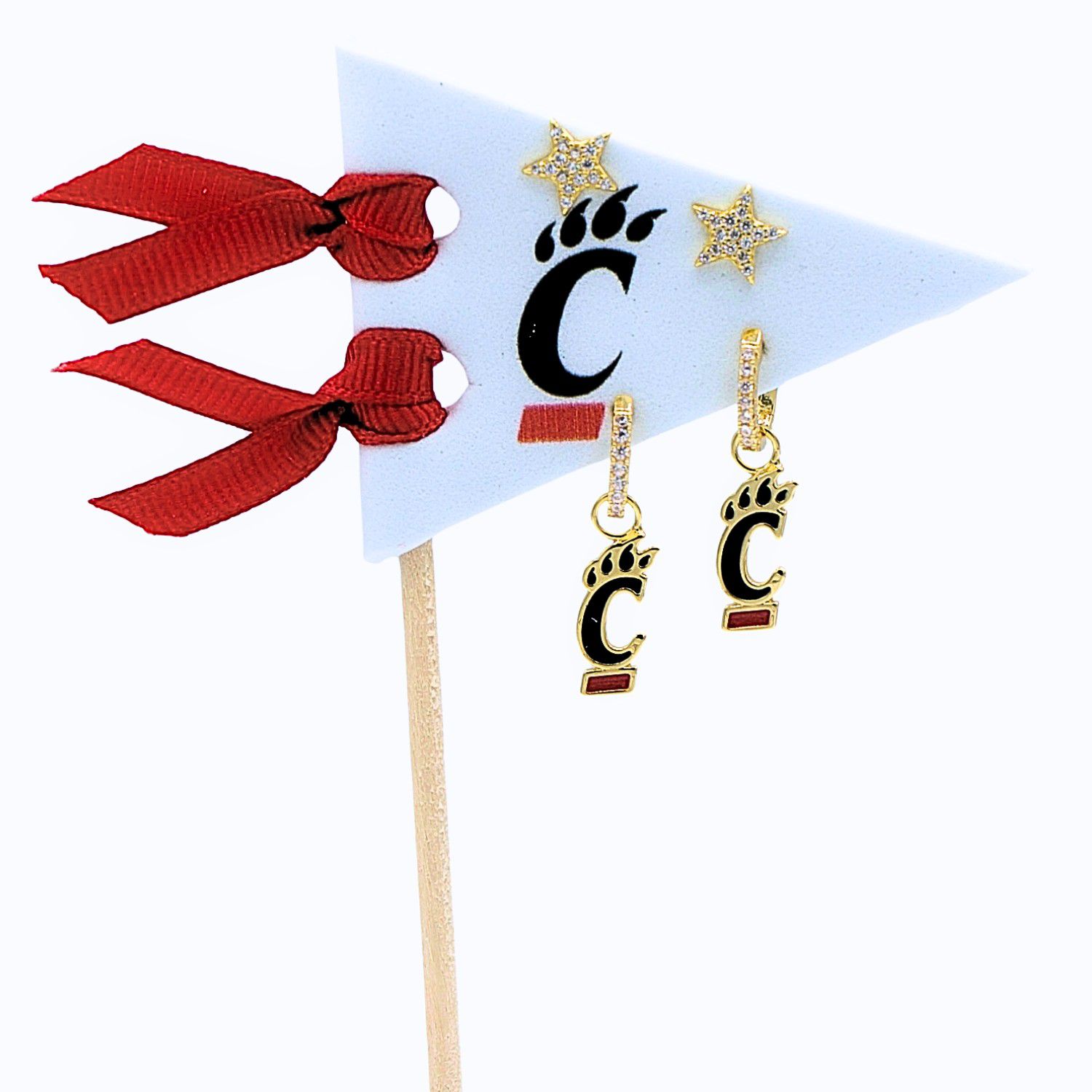 Color Shout Women's University Of Cincinnati Pennant Pair Earring Set