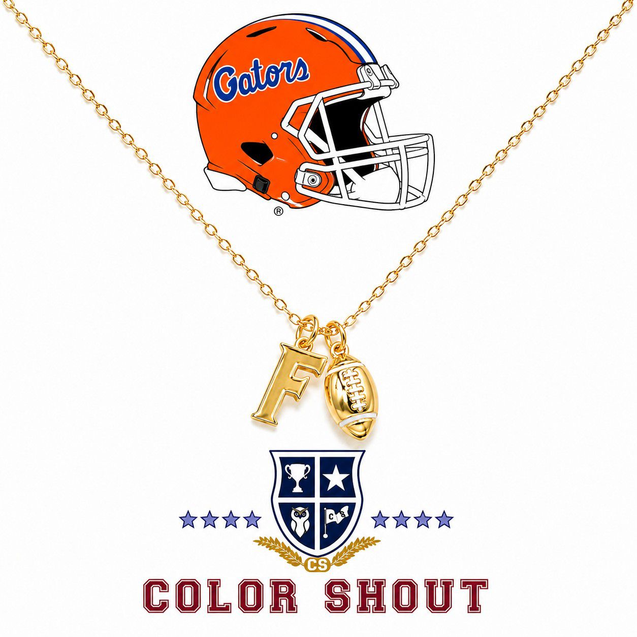 Color Shout Women's University Of Florida Football Charm Necklace