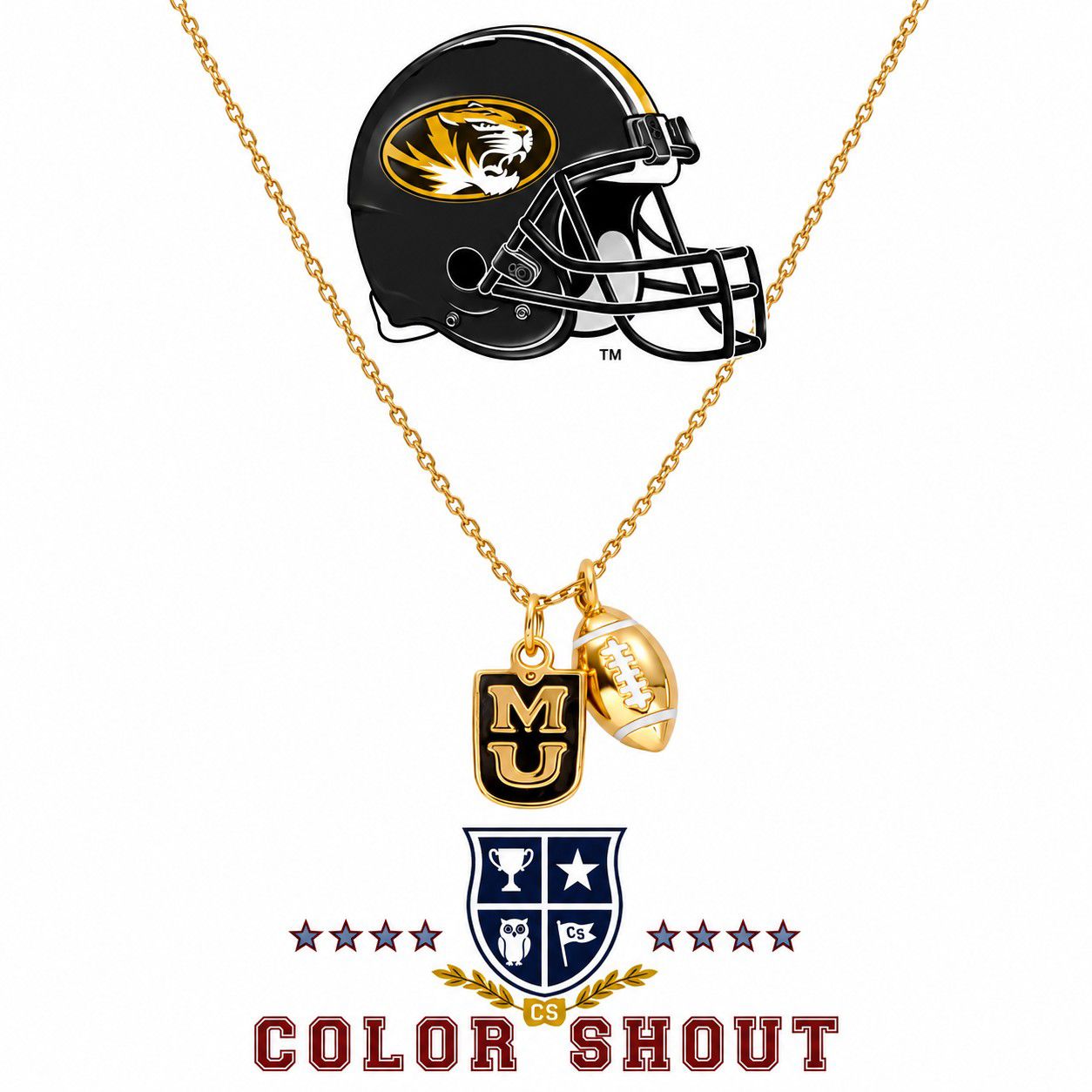Color Shout Women's University Of Missouri Football Charm Necklace