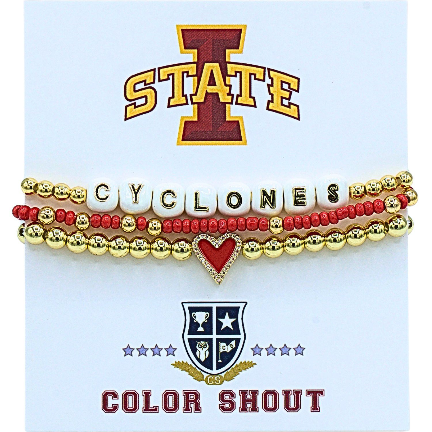 Color Shout Women's Iowa State Love My College Bracelet Stack