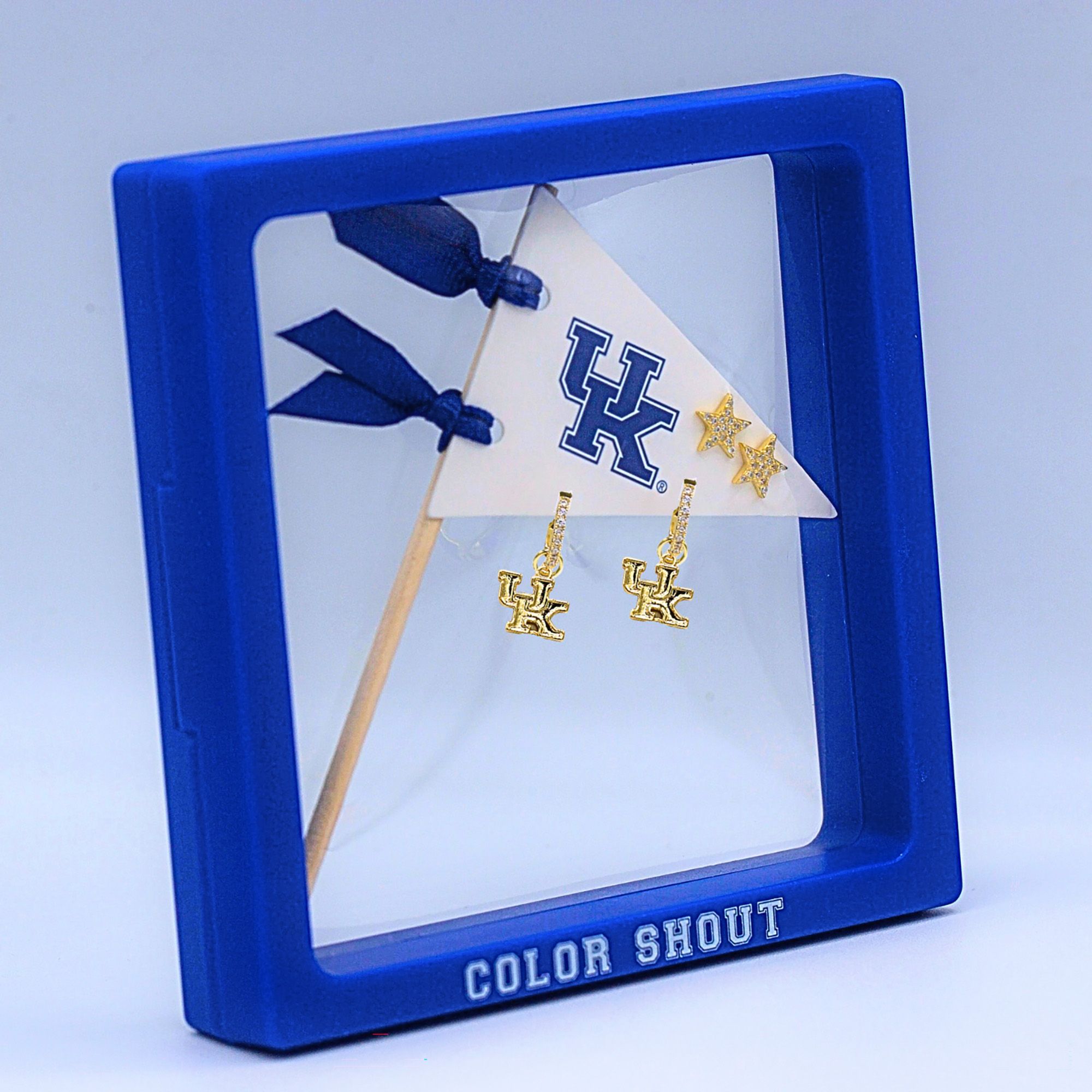 Color Shout Kentucky Wildcats Logo Huggie And Star Earring Set