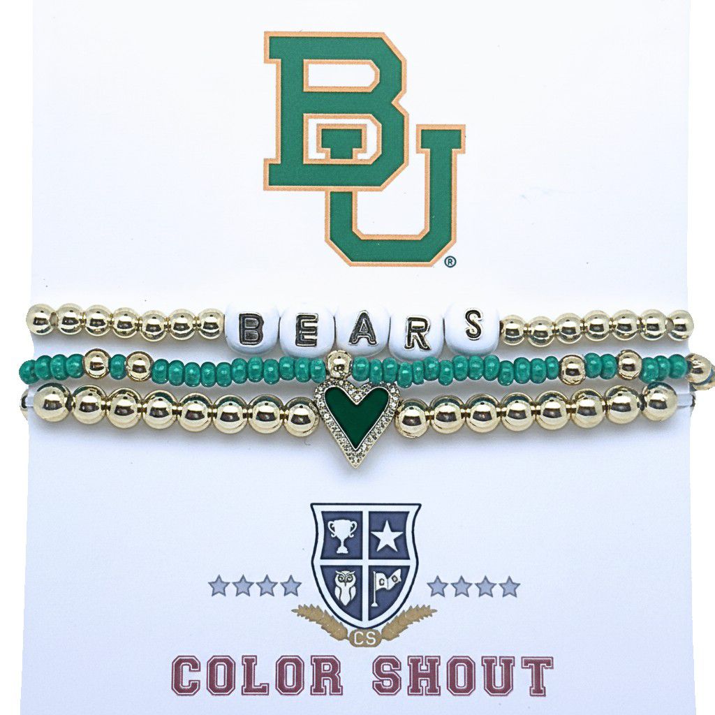 Color Shout Women's Baylor University Love My College Bracelet Stack