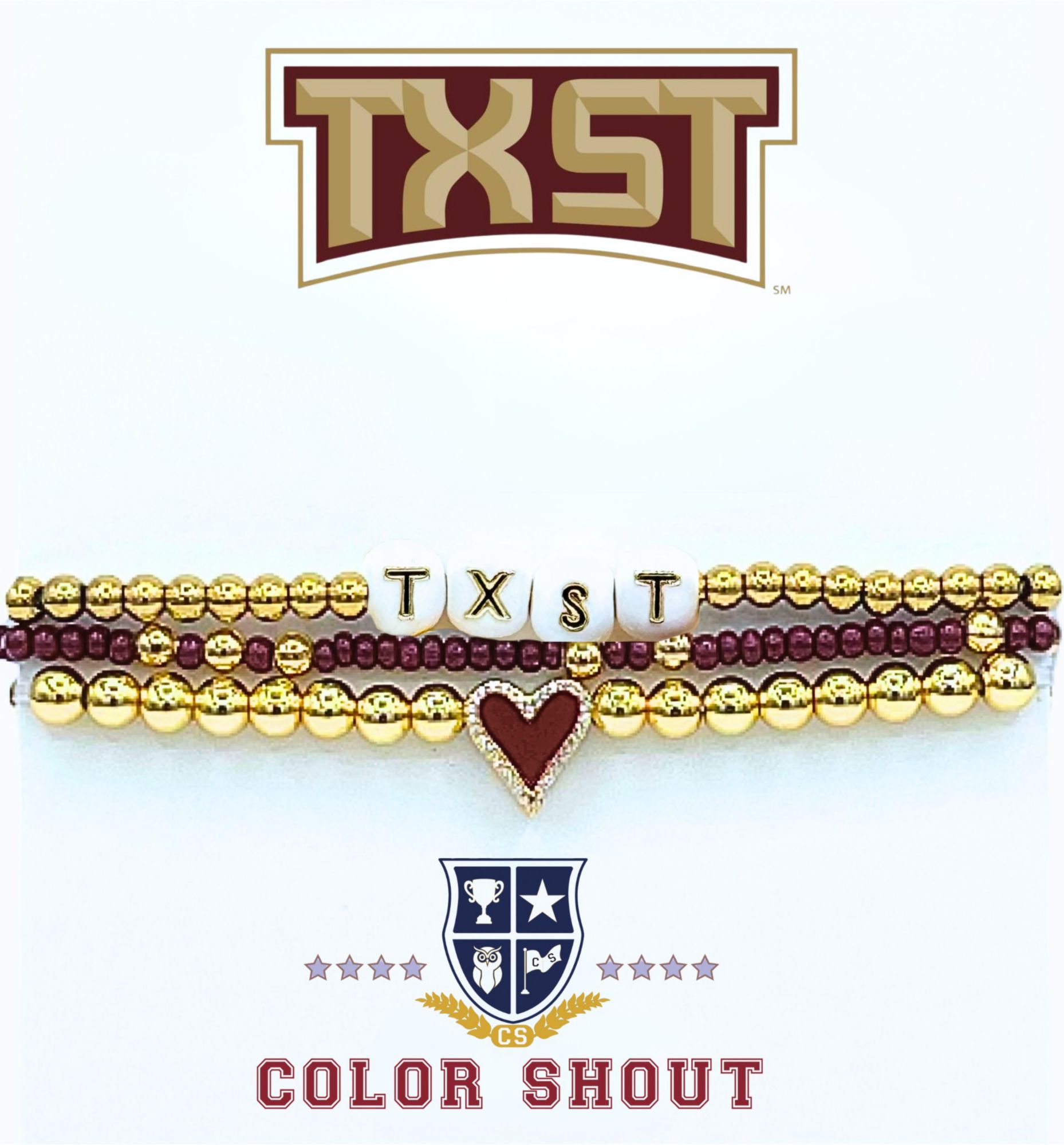 Color Shout Women's Texas State Love My College Bracelet Stack
