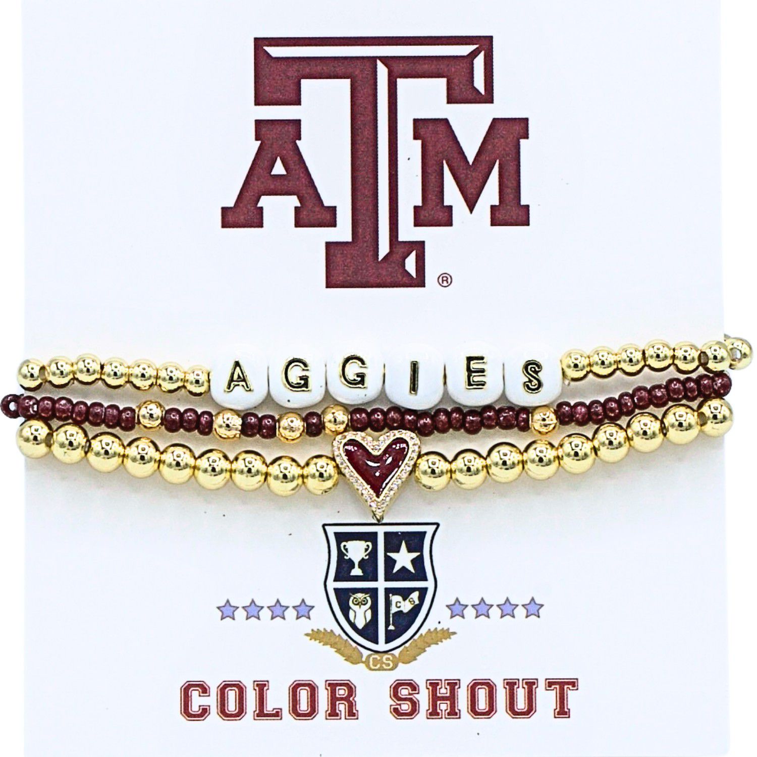 Color Shout Women's Texas A&amp;M Love My College Bracelet Stack