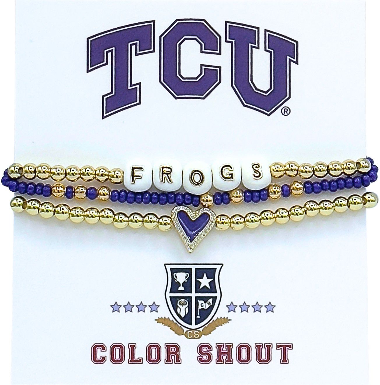 Color Shout Women's Tcu Love My College Bracelet Stack