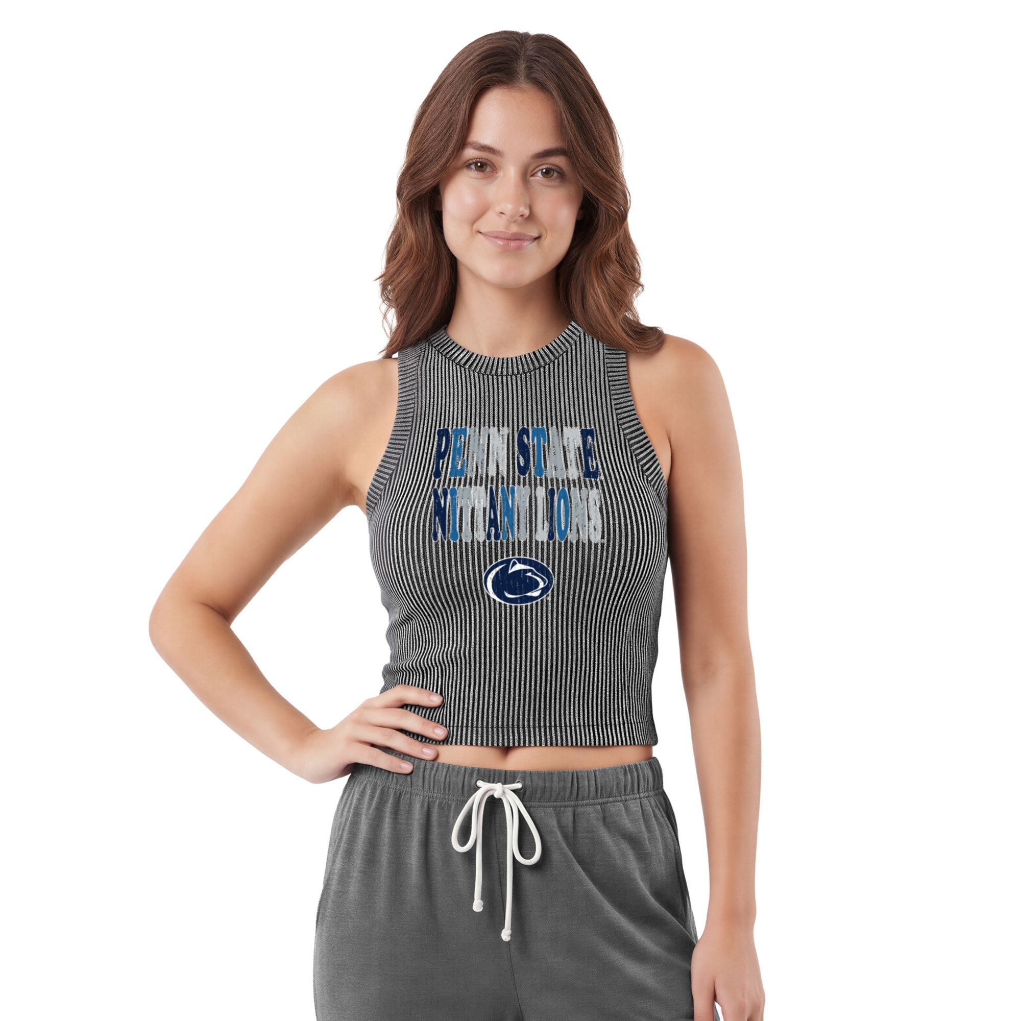 Concepts Sport Women's Penn State Nittany Lions Charcoal Rhinestone Tank Top