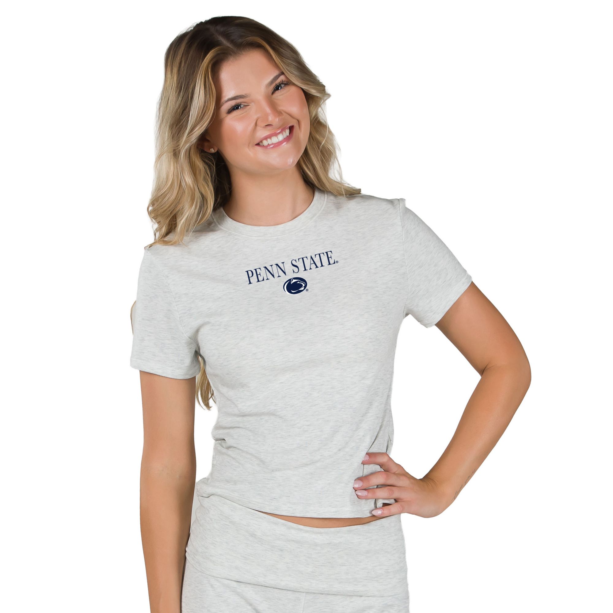 Concepts Sport Women's Penn State Nittany Lions Grey Fray Cropped T-Shirt