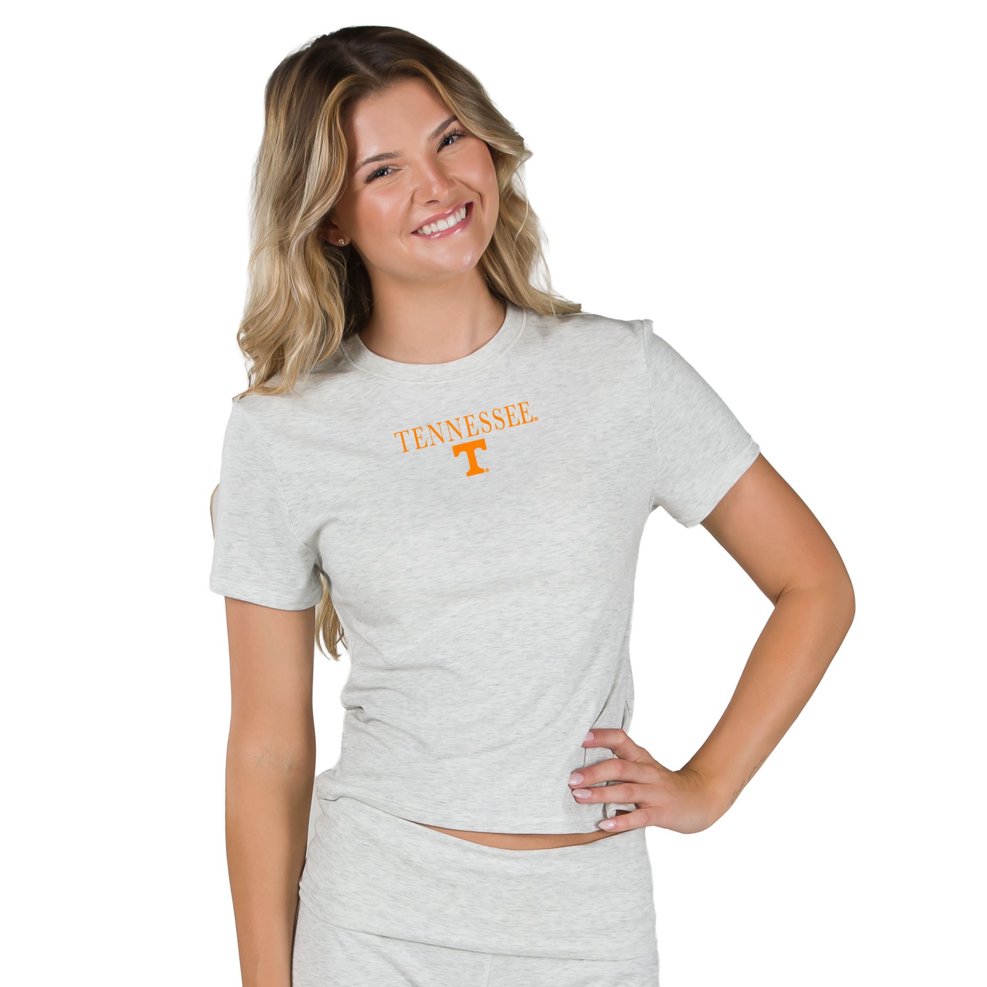 Concepts Sport Women's Tennessee Volunteers Grey Fray Cropped T-Shirt