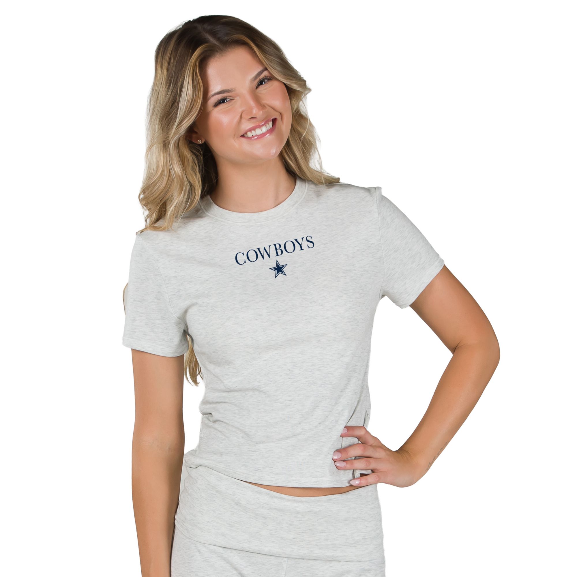 Concepts Sport Women's Dallas Cowboys Grey Fray Cropped T-Shirt