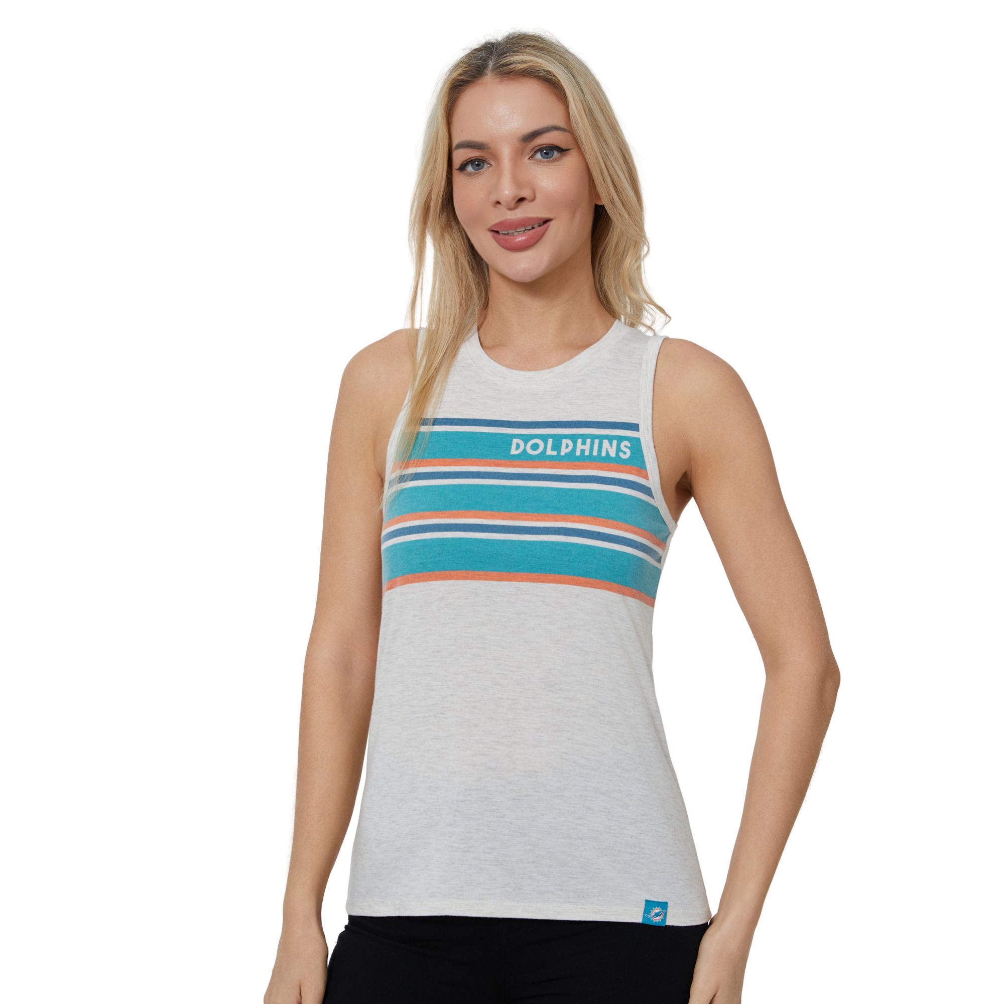 Concepts Sport Women's Miami Dolphins Cream Birch Stripe Tank Top
