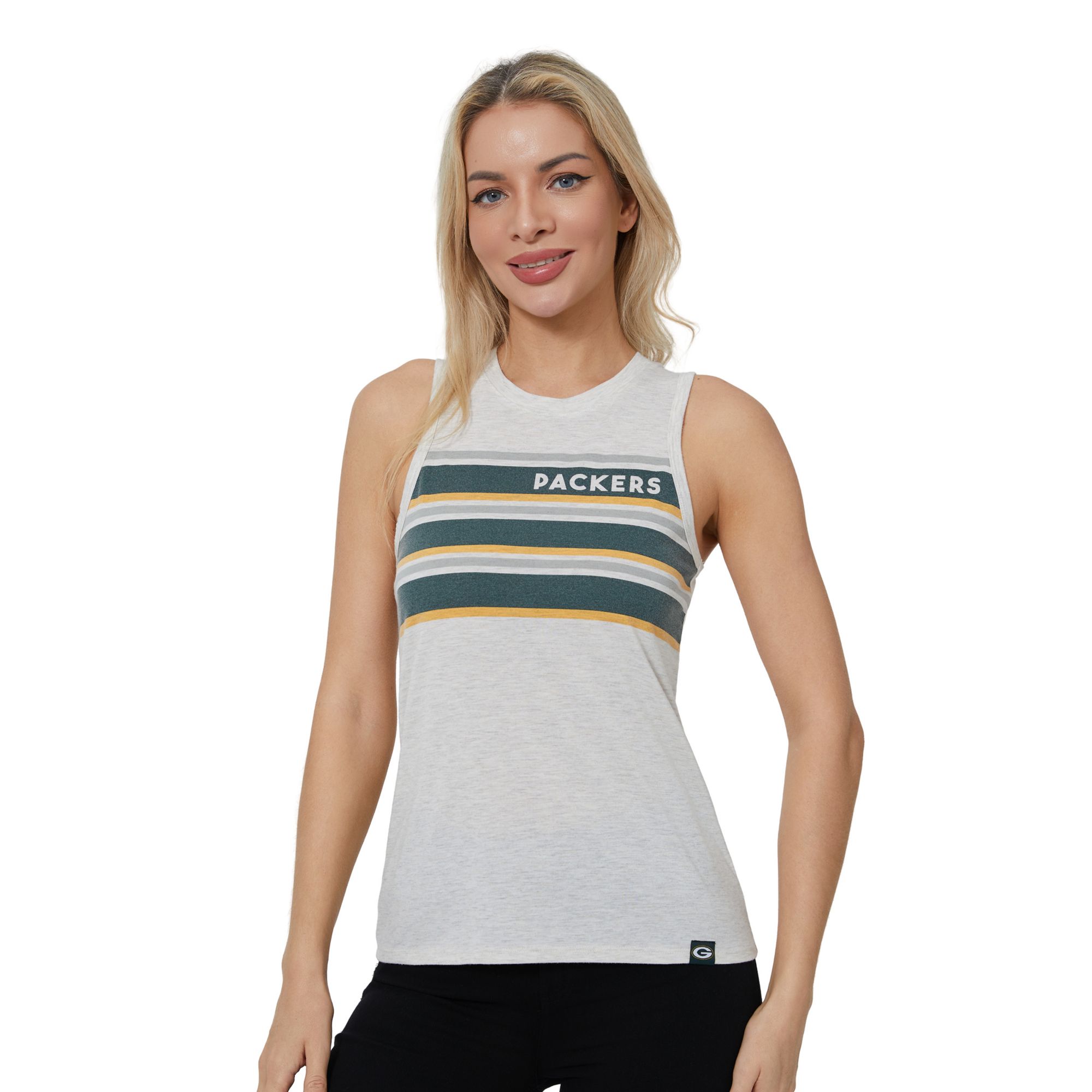 Concepts Sport Women's Green Bay Packers Cream Birch Stripe Tank Top