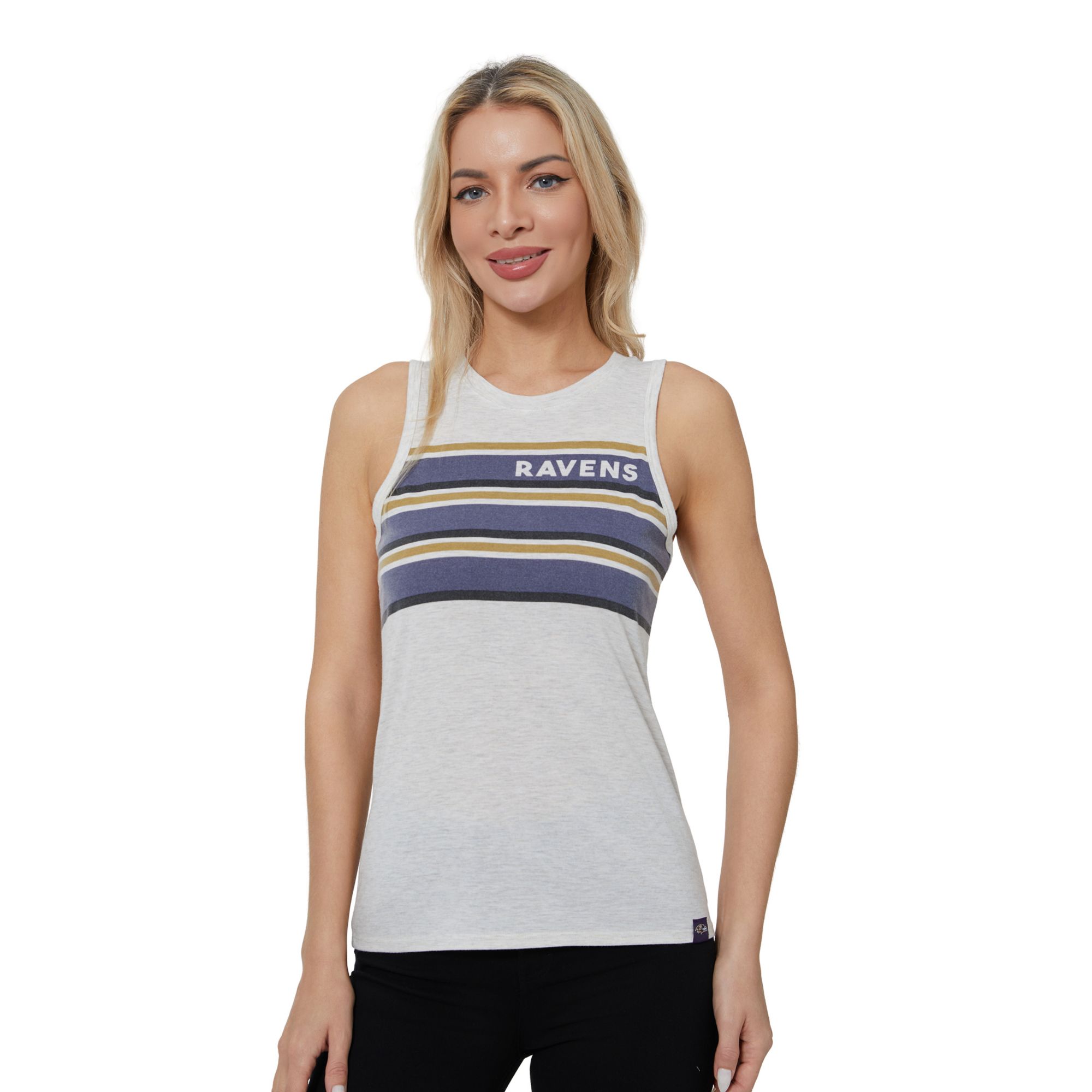 Concepts Sport Women's Baltimore Ravens Cream Birch Stripe Tank Top