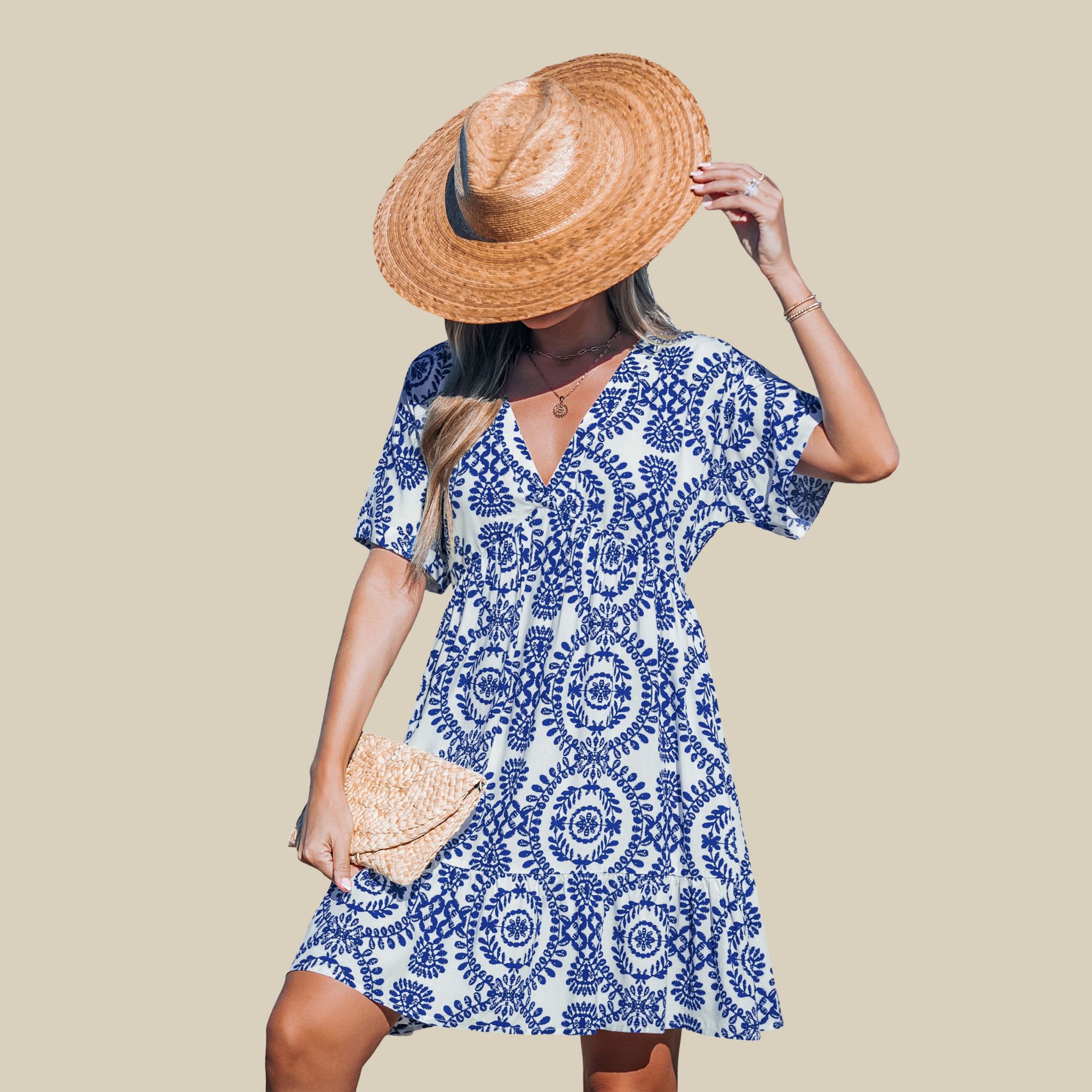 Cupshe Women's Boho Chic Beach Mini Dress