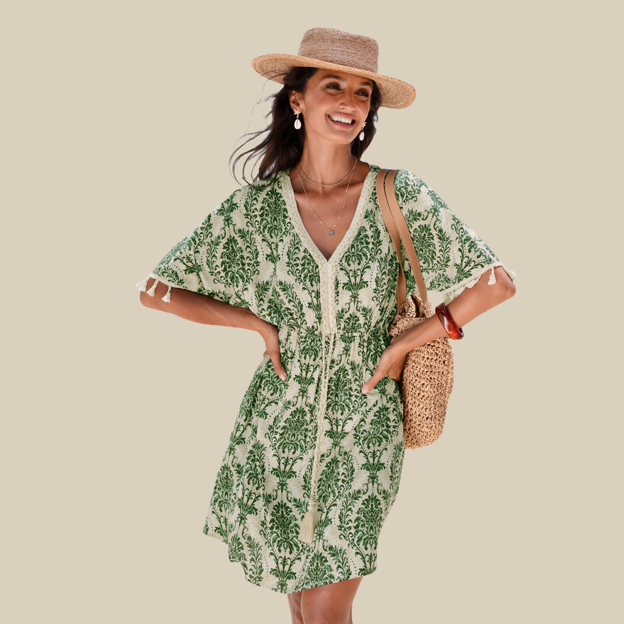 CUPSHE Women's Boho Chic Floral Print Summer Mini Dress