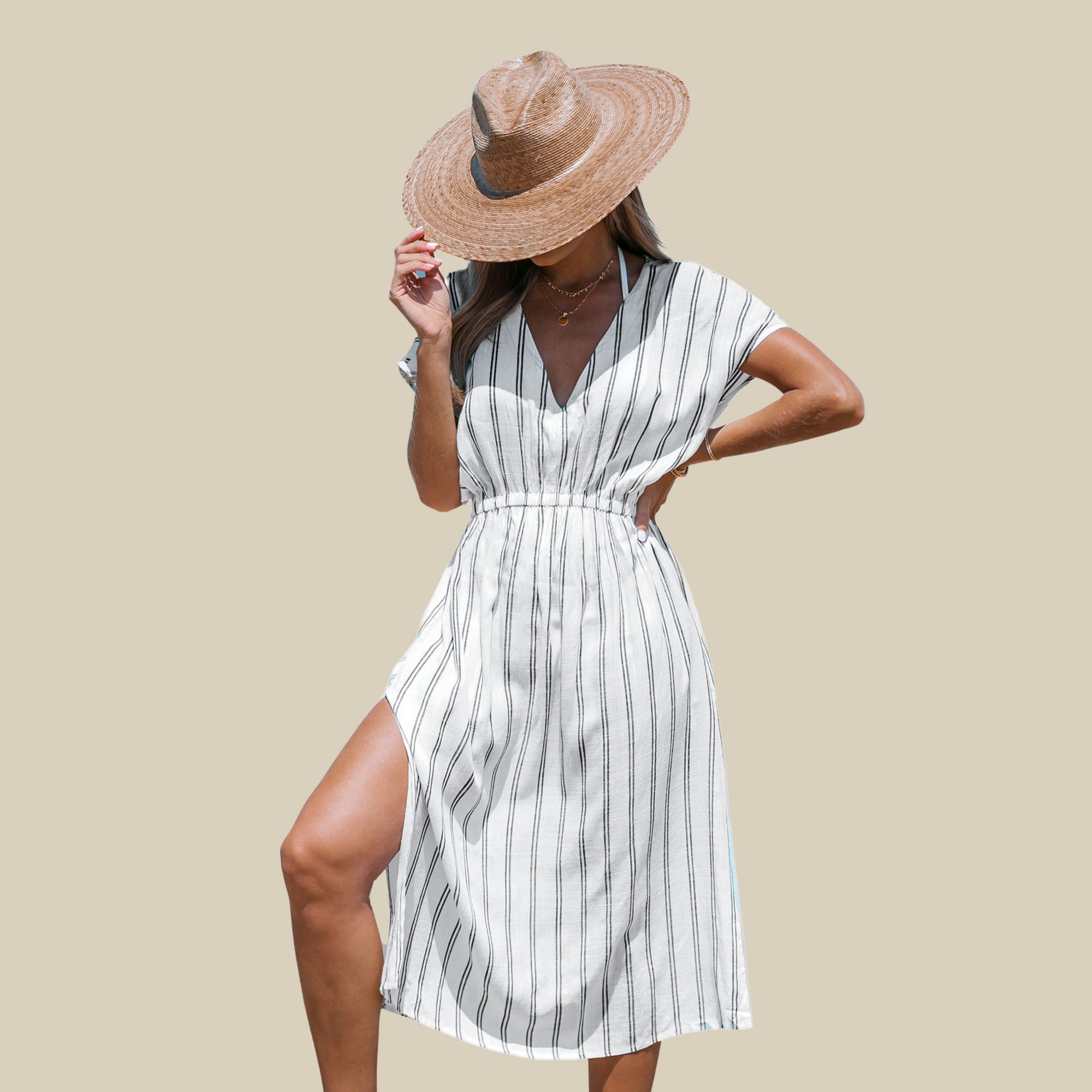 Cupshe Women's Side Split Midi Length Cover-up Dress