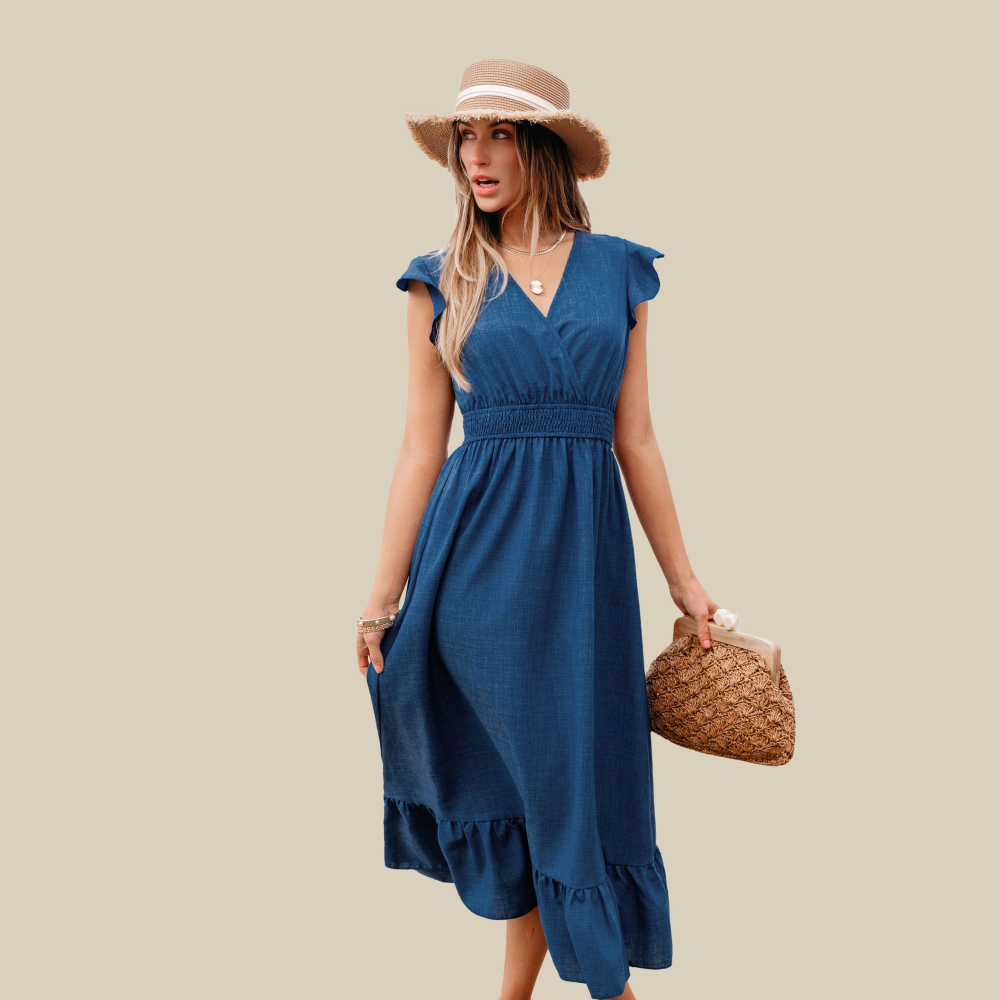 Cupshe Women's Smocked Waist Flowy Maxi Dress