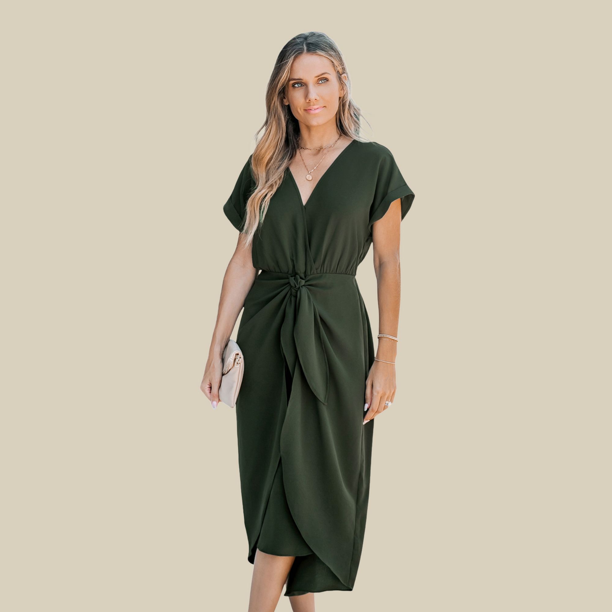 CUPSHE Women's Wrap Tie-waist Casual Shirt Dress