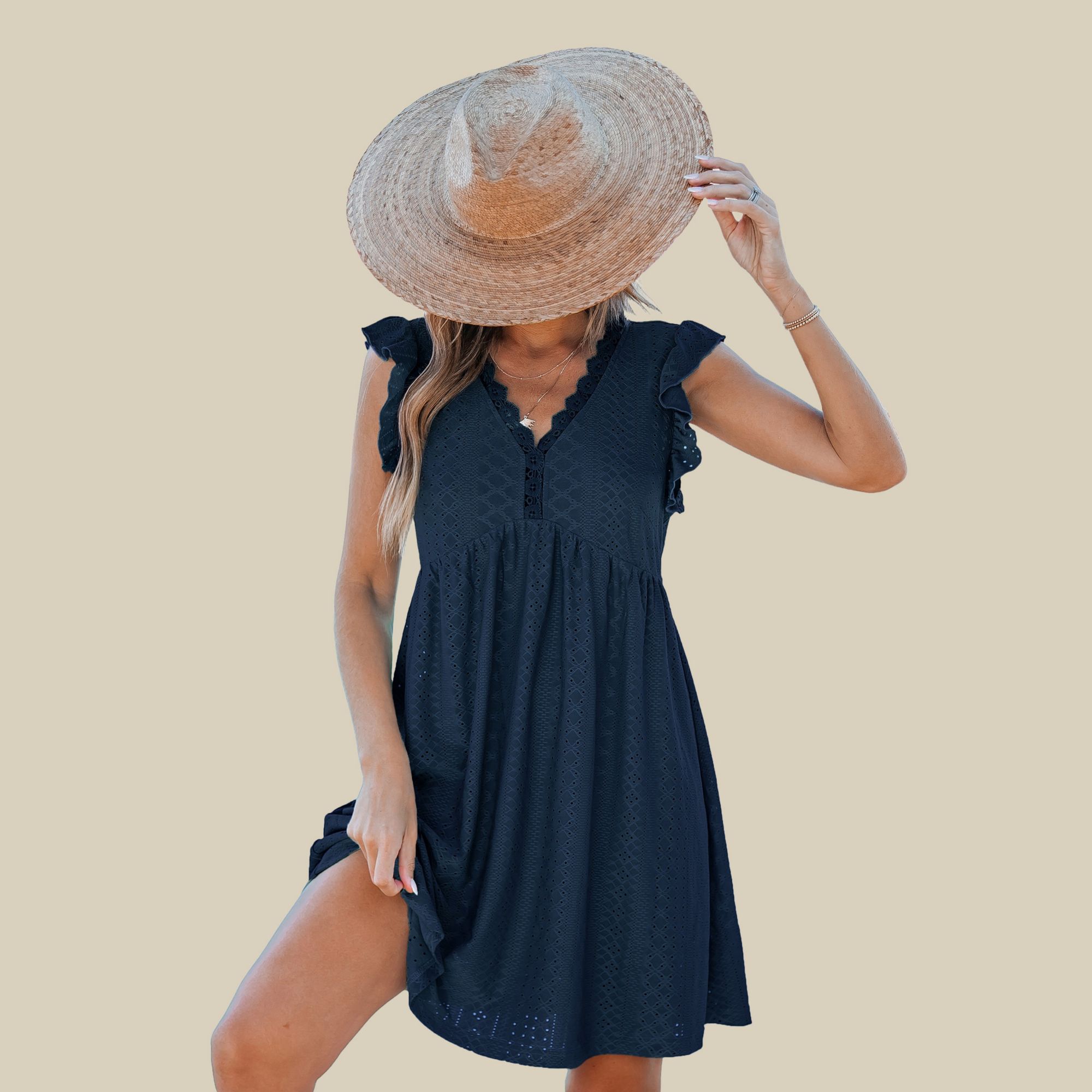 Cupshe Women's Eyelet Cover-up Mini Dress