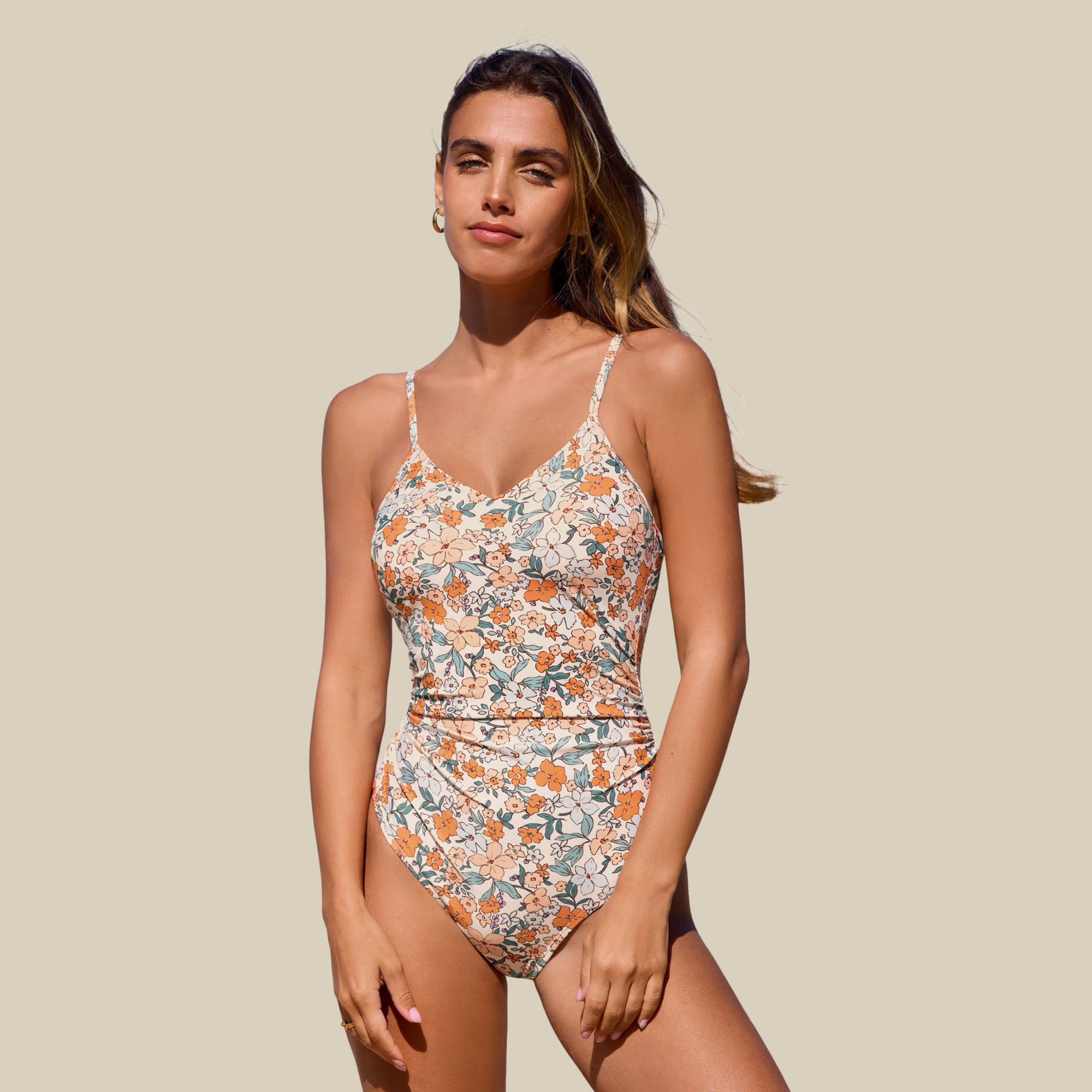CUPSHE Women's Floral Print V-Neck One-piece Swimsuit