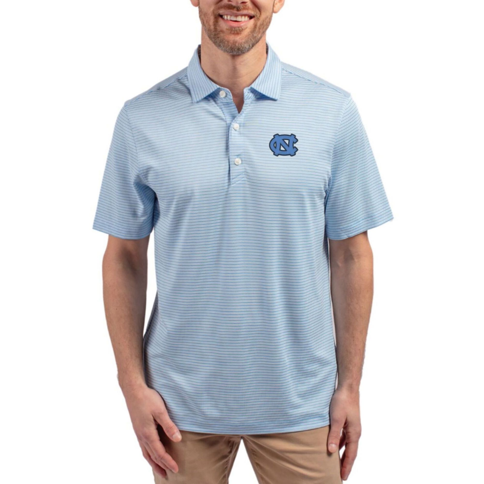Cutter &amp; Buck Men's North Carolina Tar Heels Eco Double Stripe Polo