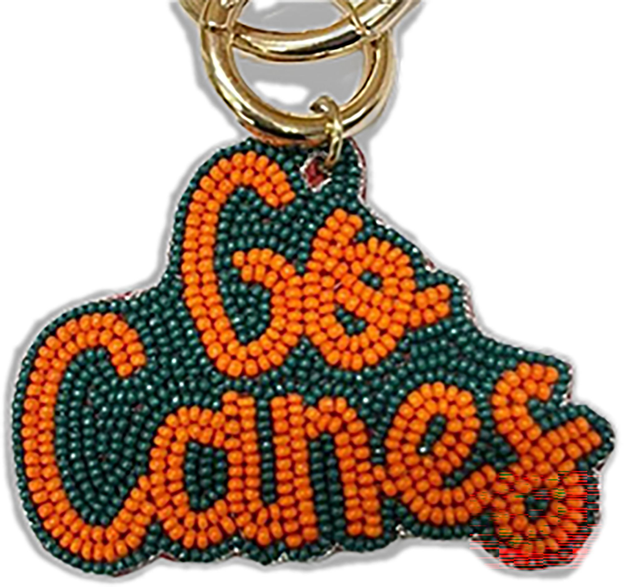 Desden Miami Hurricanes Orange Beaded Keychain