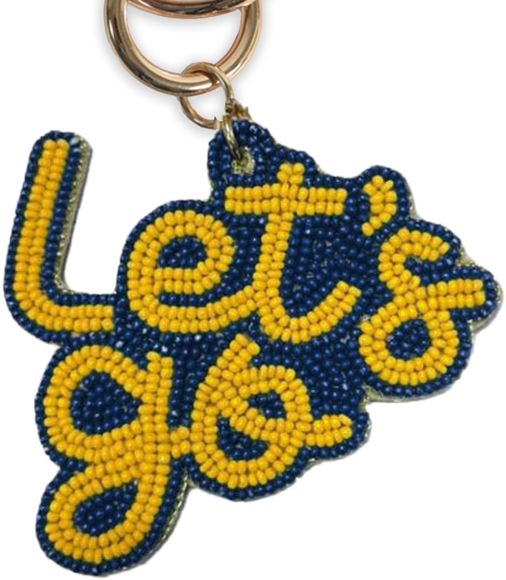 Desden West Virginia Mountaineers Navy Beaded Keychain