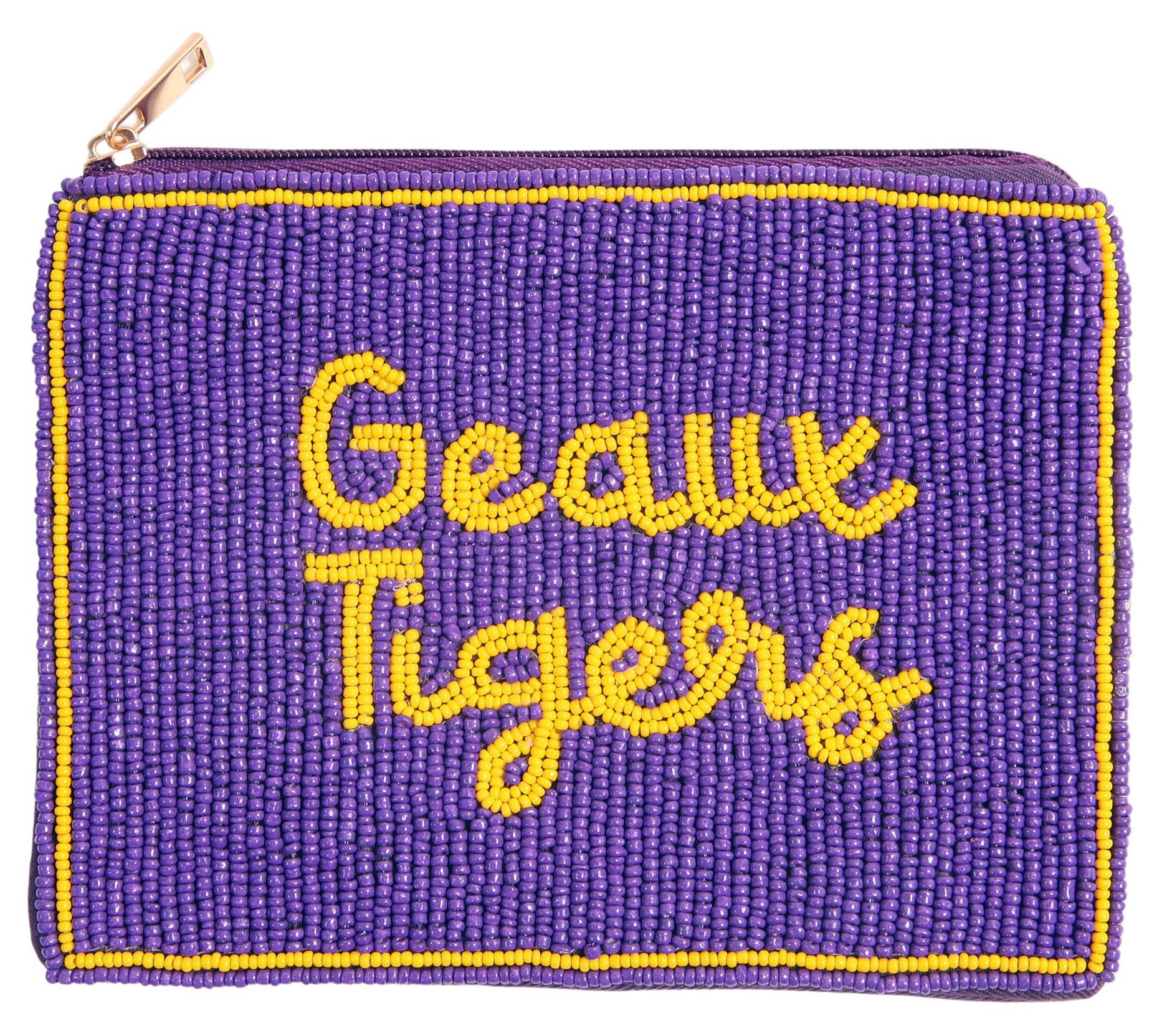 Desden Women's LSU Tigers Purple Beaded Pouch