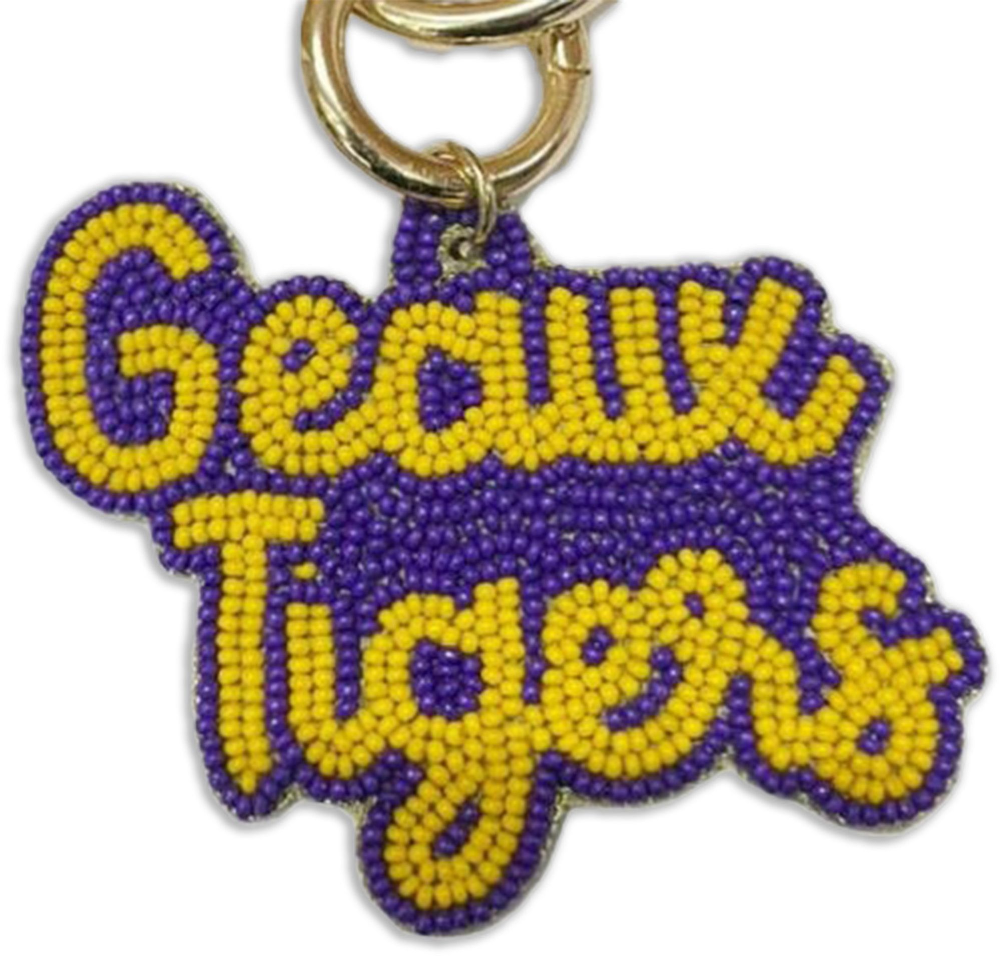 Desden LSU Tigers Purple Beaded Keychain