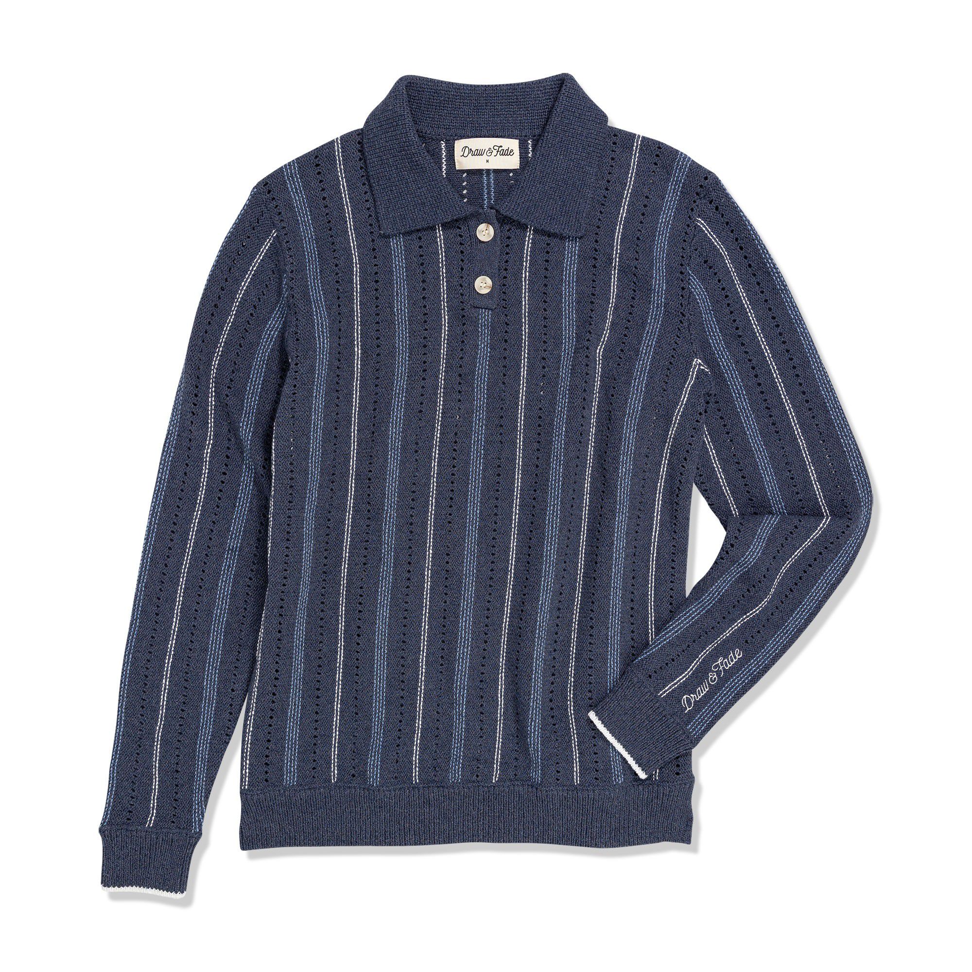 Draw &amp; Fade Women's Stripe Long Sleeve Sweater Golf Polo
