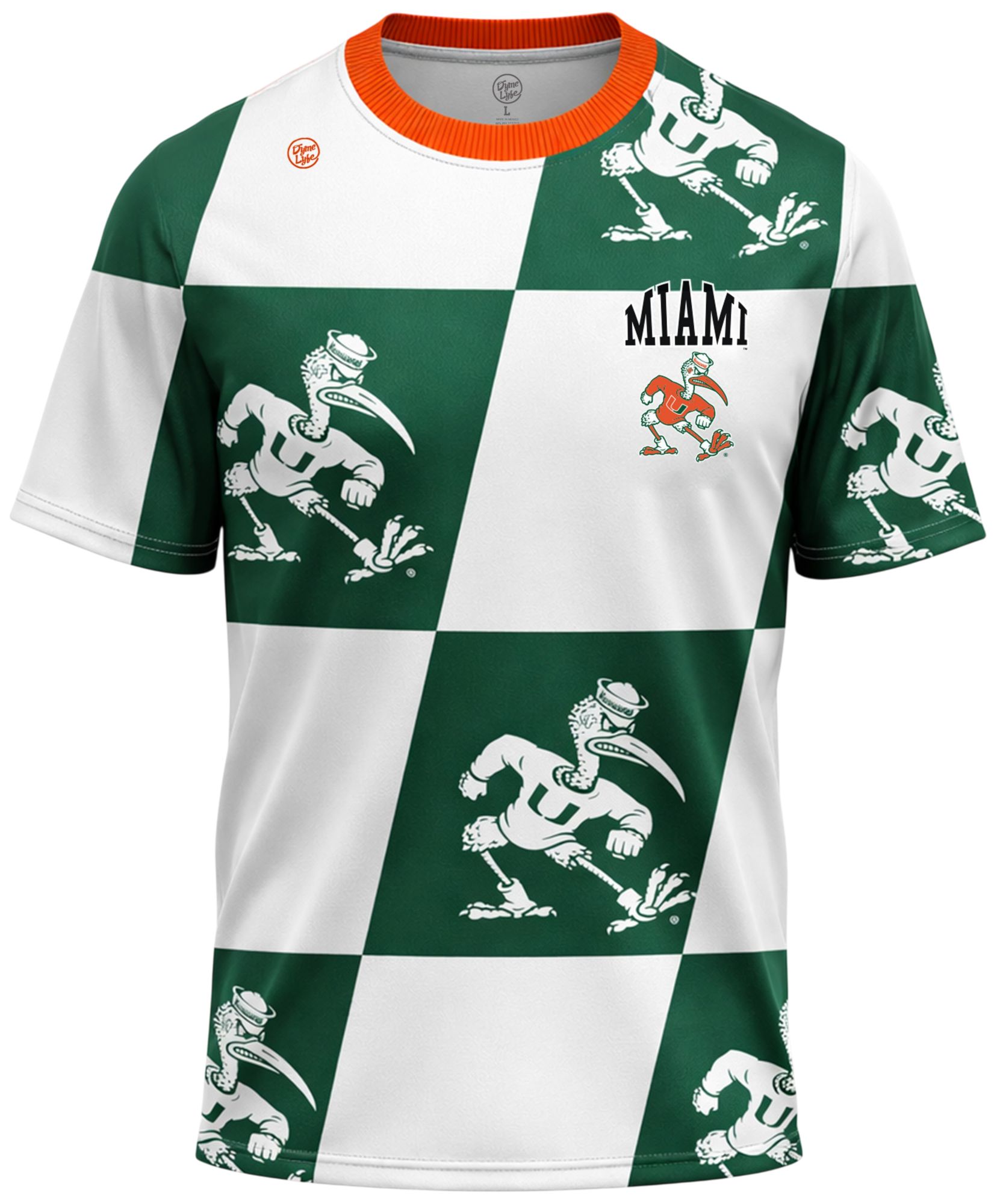 Dyme Lyfe Men's Miami Hurricanes White/Dark Green Sublimated Tropical Button Down Shirt