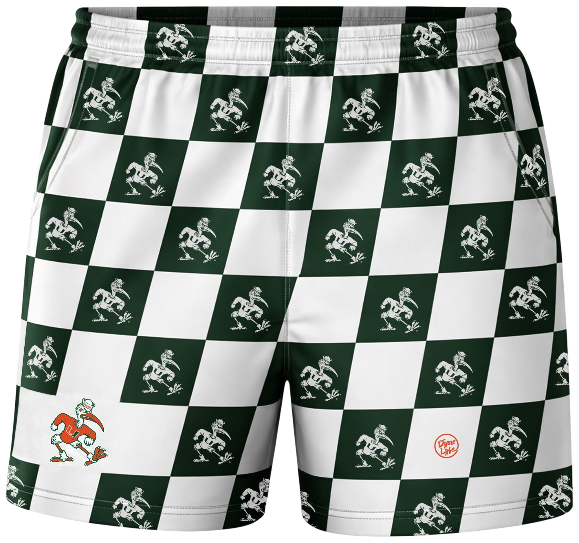 Dyme Lyfe Men's Miami Hurricanes White and Dark Green Sublimated Shorts