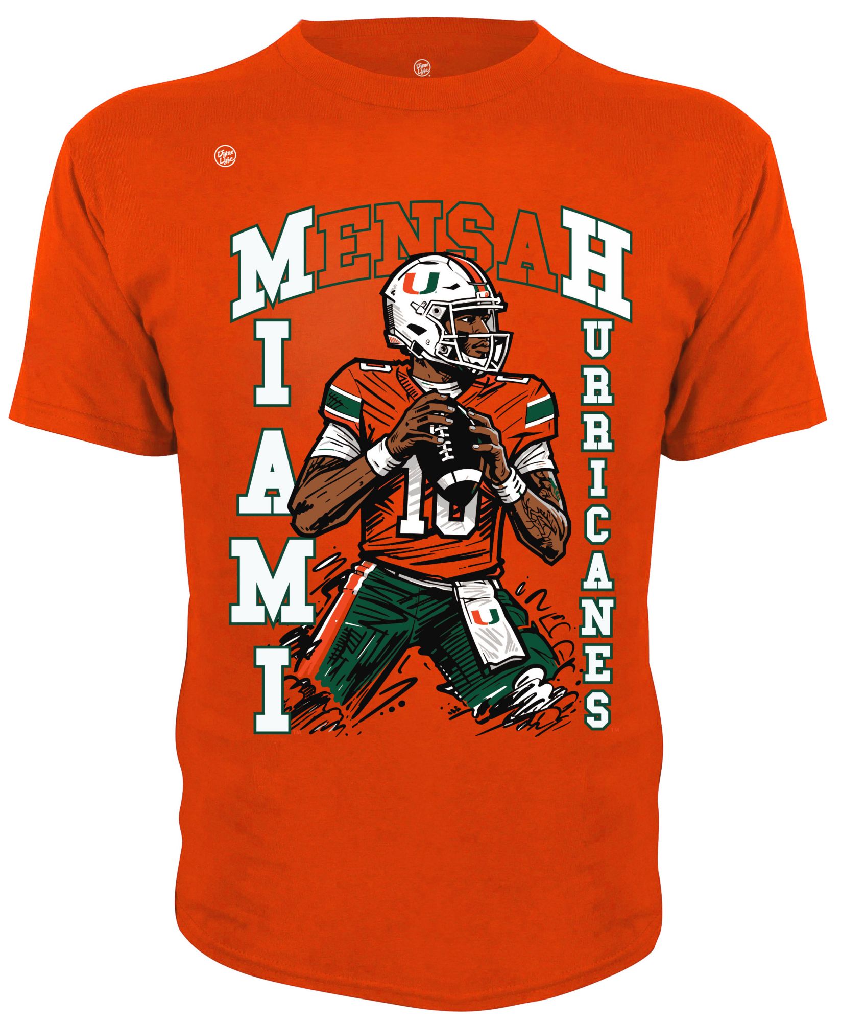 Dyme Lyfe Men's Miami Hurricanes Darian Mensah #10 Orange T-Shirt