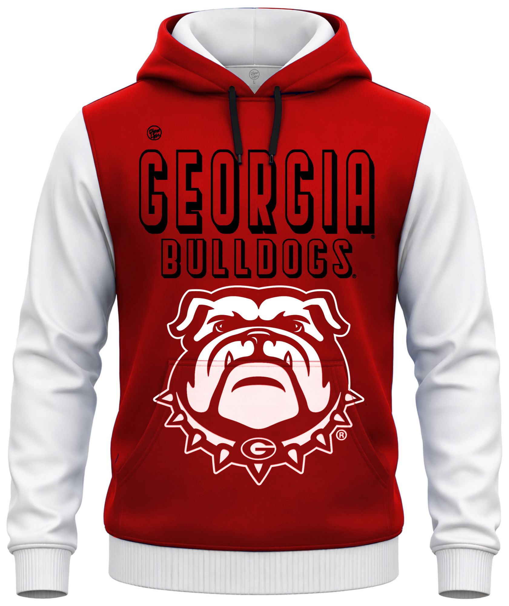 Dyme Lyfe Men's Georgia Bulldogs Red and White Sticker Hoodie - Multi
