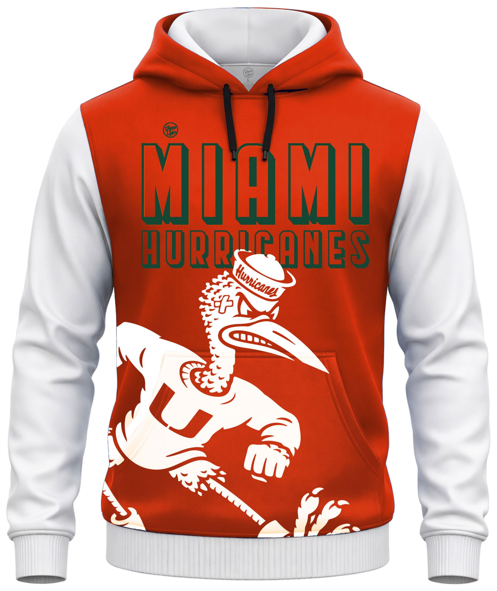 Dyme Lyfe Men's Miami Hurricanes Orange and White Sticker Hoodie