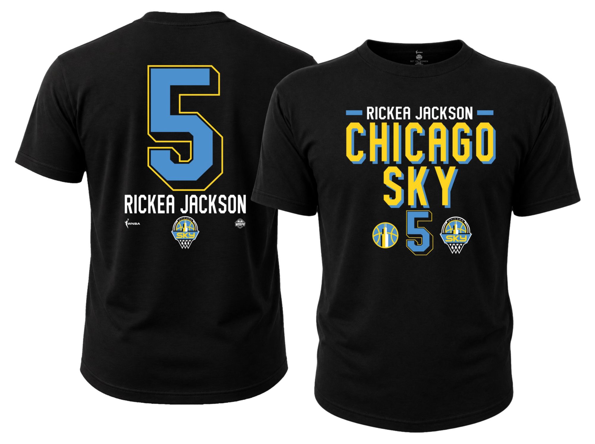 Dynasty Apparel Adult Chicago Sky Rickea Jackson Black Explorer T-Shirt