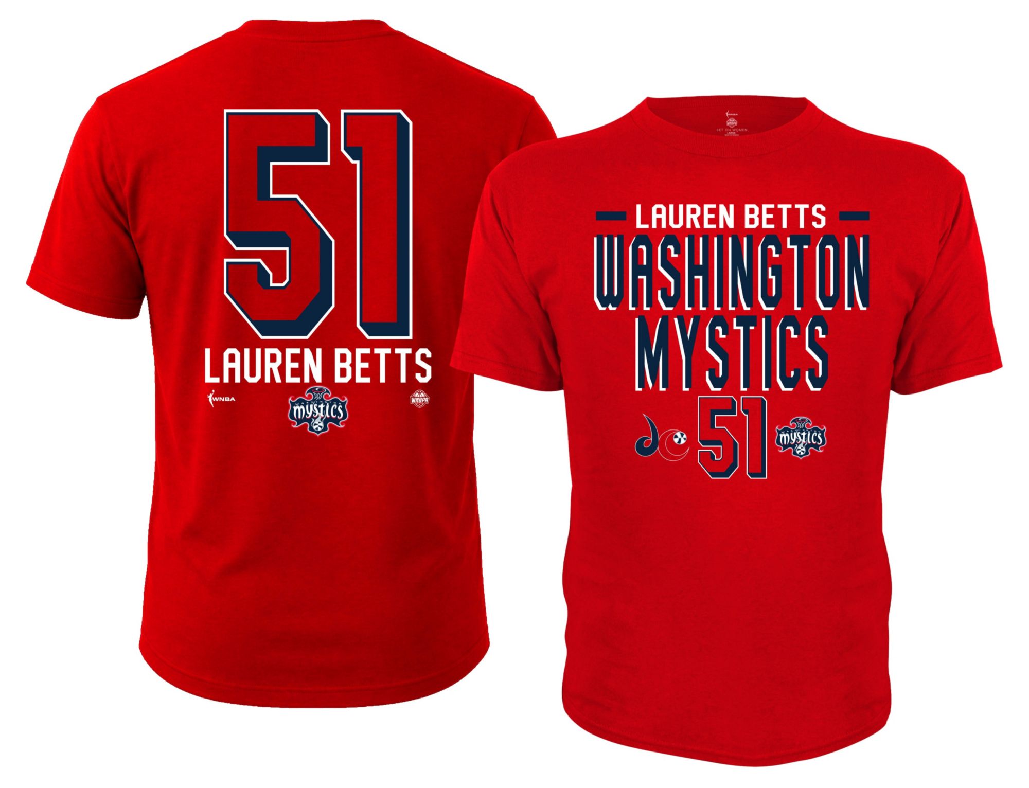 Dynasty Apparel Adult Washington Mystics Lauren Betts Red Explorer T-Shirt