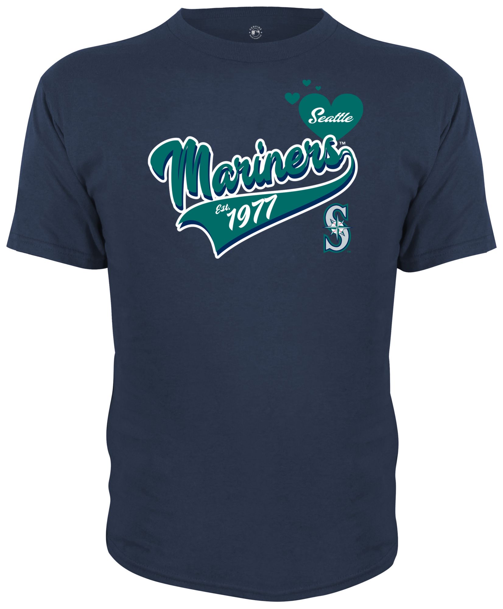 Dynasty Apparel Girls' Seattle Mariners Navy Wordmark T-Shirt