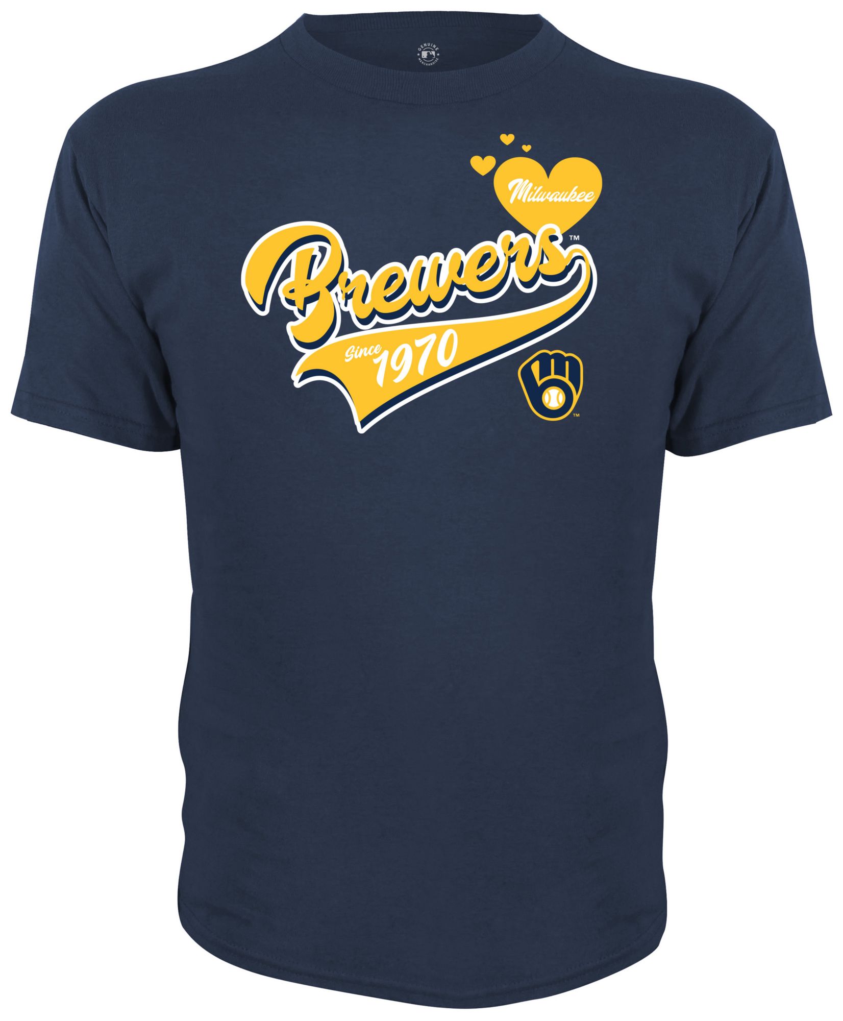 Dynasty Apparel Girls' Milwaukee Brewers Navy Wordmark T-Shirt